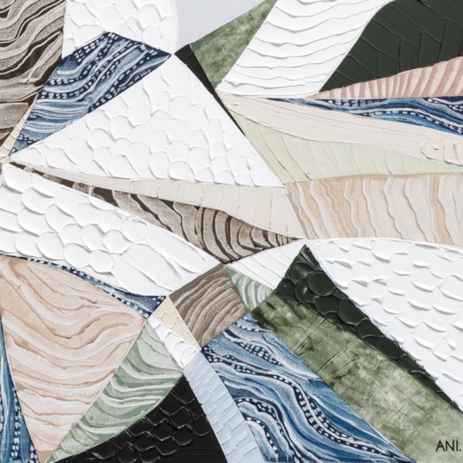 Great Dividing Plateau 7 abstract Australian mountain landscape painting by Melbourne artist Ani Ipradjian, Australian artist inspired by the Great Dividing Range across Queensland, New South Wales, and Victoria, featuring earthy tones, sage greens, and rich textured layers, contemporary Australian wall art for collectors and interior designers worldwide