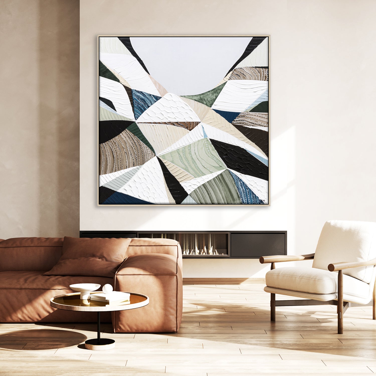 Great Dividing Plateau 8 abstract Australian mountain landscape painting by Melbourne artist Ani Ipradjian, featuring earthy browns, sage greens, and rich textured layers inspired by the Great Dividing Range. Contemporary Australian wall art capturing native bushland, rugged terrain, and the natural beauty of Queensland, New South Wales, and Victoria, ideal for art collectors, interior designers, and lovers of Australian landscape paintings.
