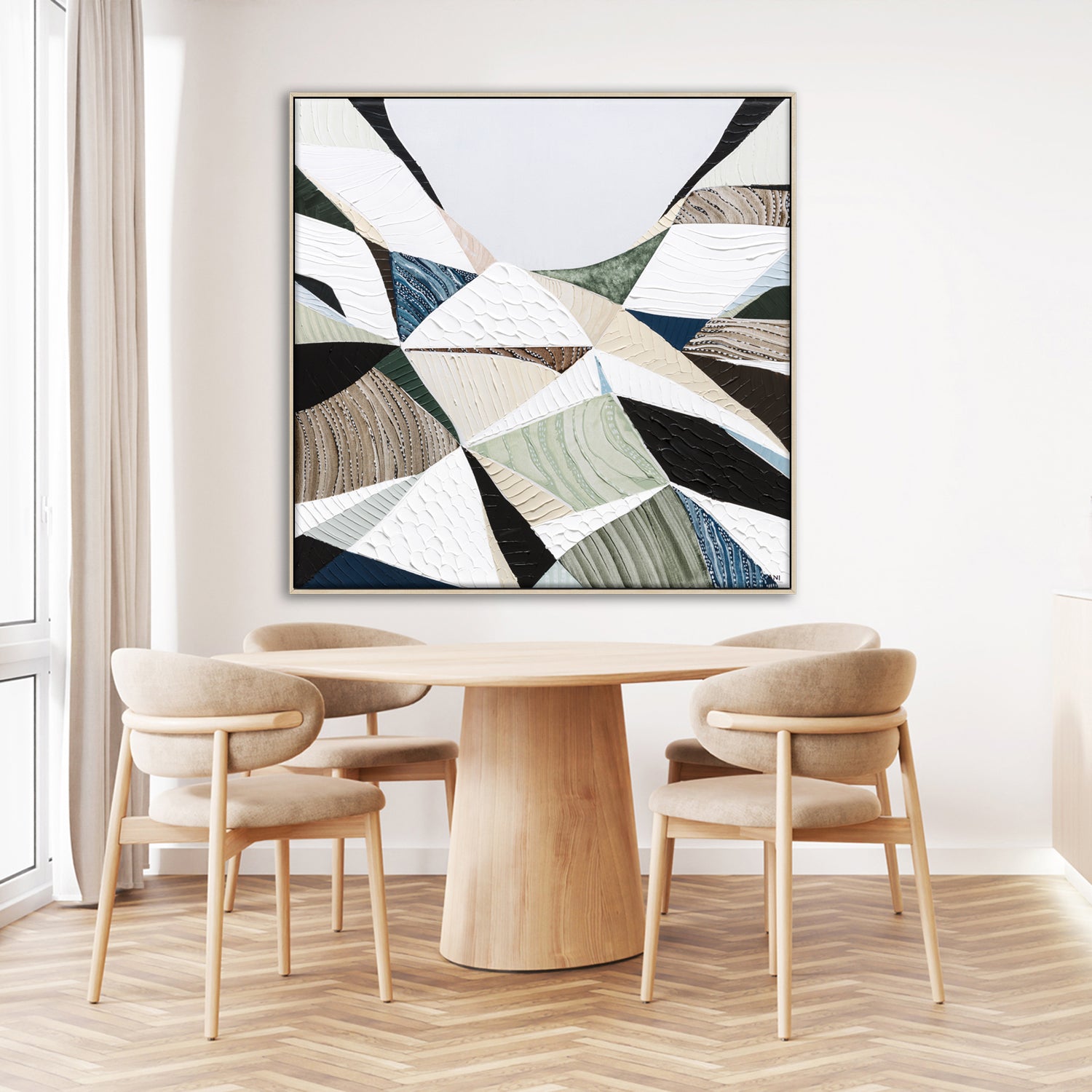 Great Dividing Plateau 8 abstract Australian mountain landscape painting by Melbourne artist Ani Ipradjian, featuring earthy browns, sage greens, and rich textured layers inspired by the Great Dividing Range. Contemporary Australian wall art capturing native bushland, rugged terrain, and the natural beauty of Queensland, New South Wales, and Victoria, ideal for art collectors, interior designers, and lovers of Australian landscape paintings.