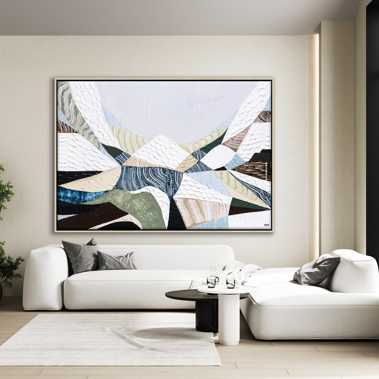 Great Dividing Range original abstract mountain landscape painting Australia, large textured Australian wall art with earthy browns and sage greens, contemporary acrylic artwork inspired by native bushland across Queensland New South Wales Victoria