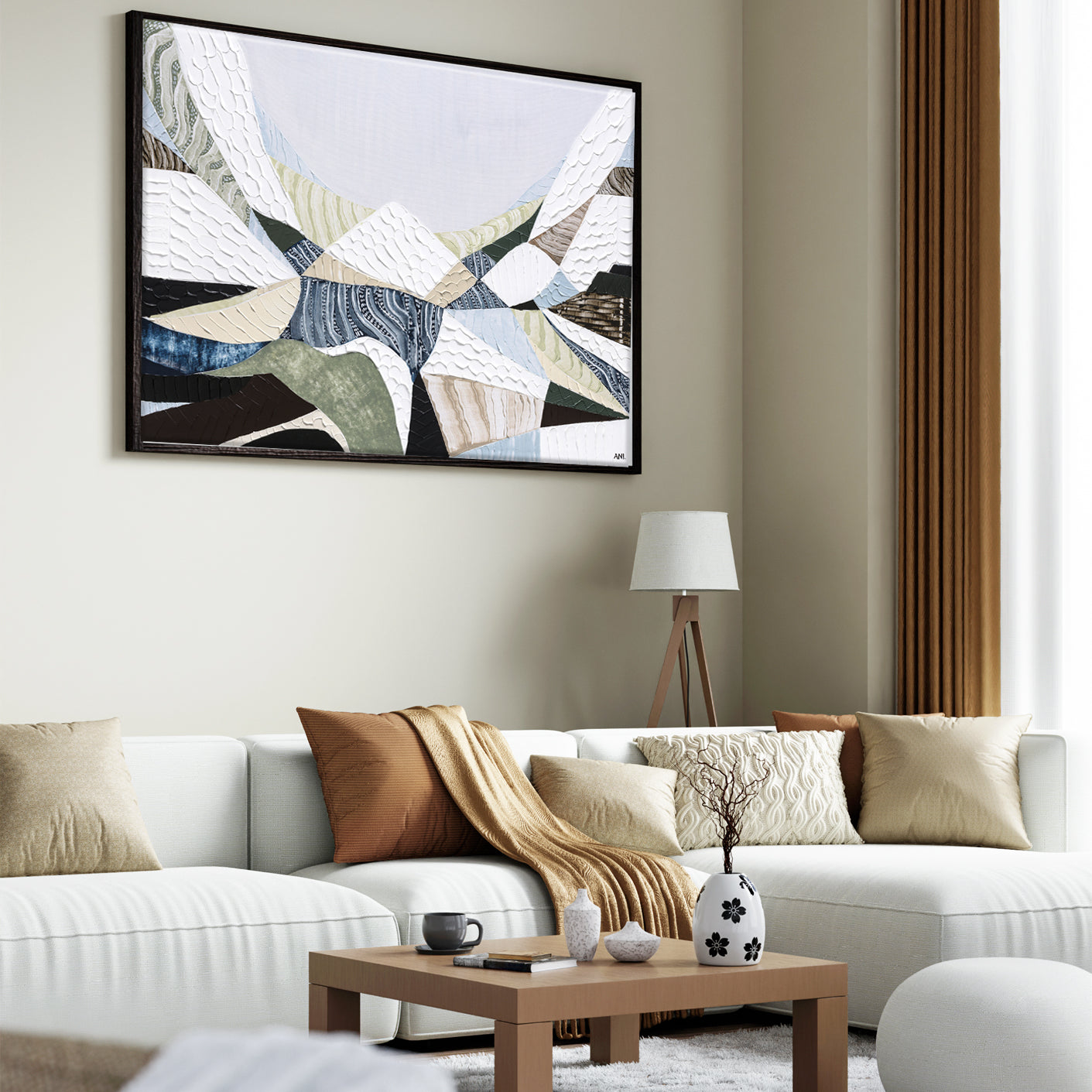 Great Dividing Range original abstract mountain landscape painting Australia, large textured Australian wall art with earthy browns and sage greens, contemporary acrylic artwork inspired by native bushland across Queensland New South Wales Victoria