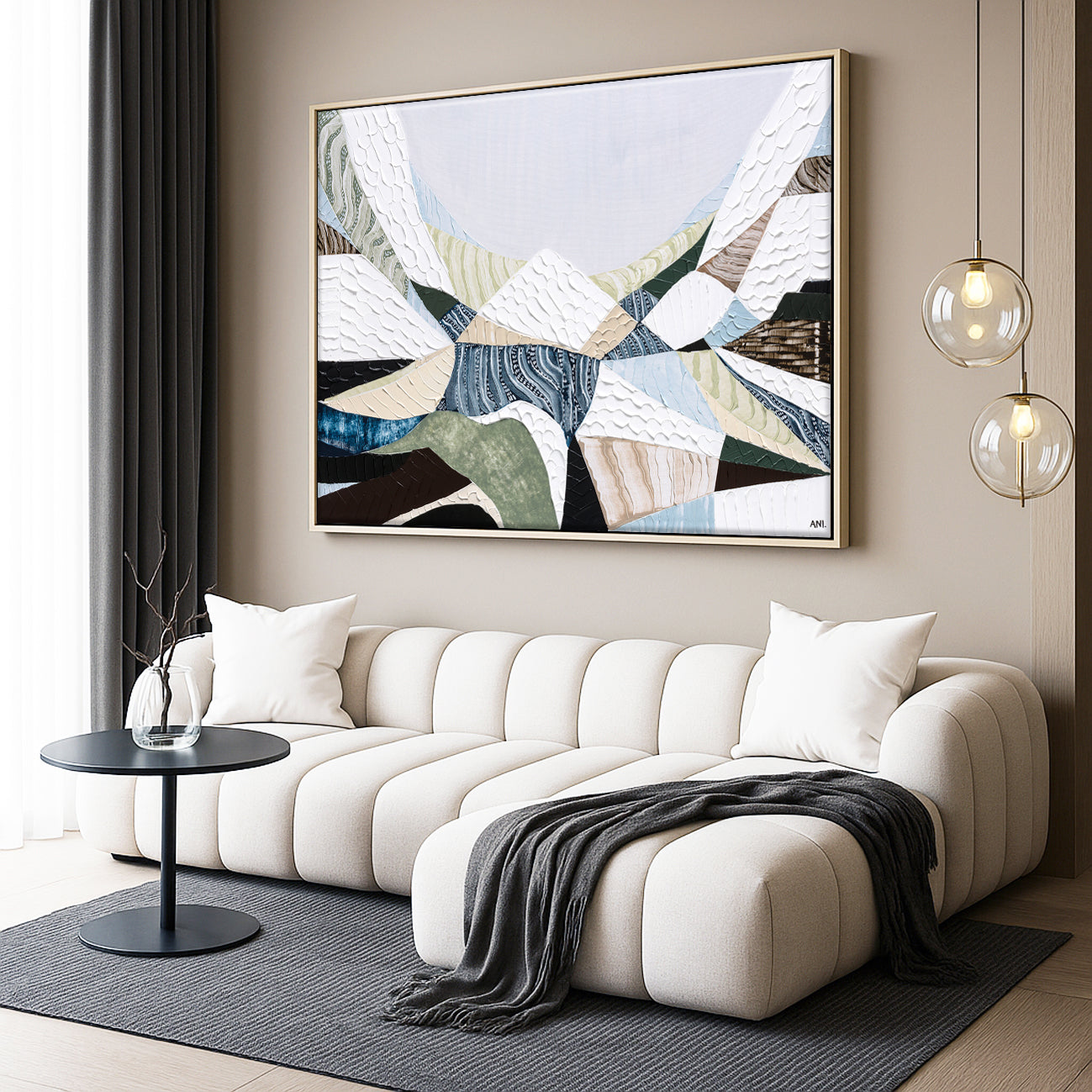 Great Dividing Range original abstract mountain landscape painting Australia, large textured Australian wall art with earthy browns and sage greens, contemporary acrylic artwork inspired by native bushland across Queensland New South Wales Victoria