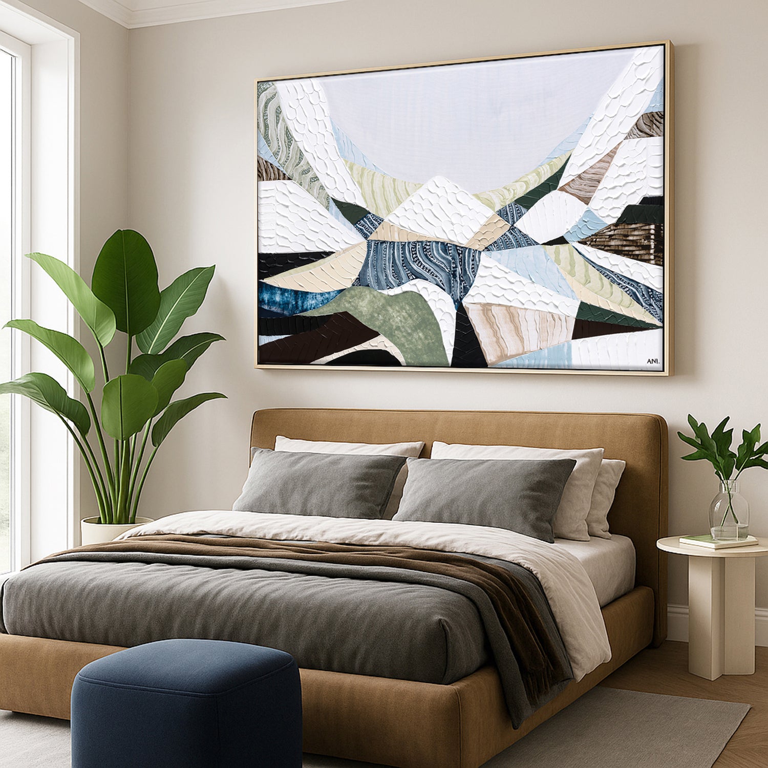 Great Dividing Range original abstract mountain landscape painting Australia, large textured Australian wall art with earthy browns and sage greens, contemporary acrylic artwork inspired by native bushland across Queensland New South Wales Victoria