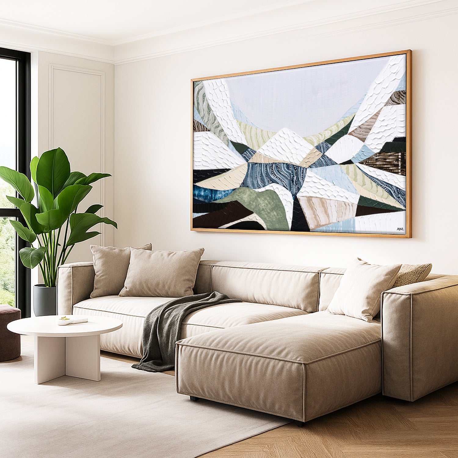 Great Dividing Range original abstract mountain landscape painting Australia, large textured Australian wall art with earthy browns and sage greens, contemporary acrylic artwork inspired by native bushland across Queensland New South Wales Victoria