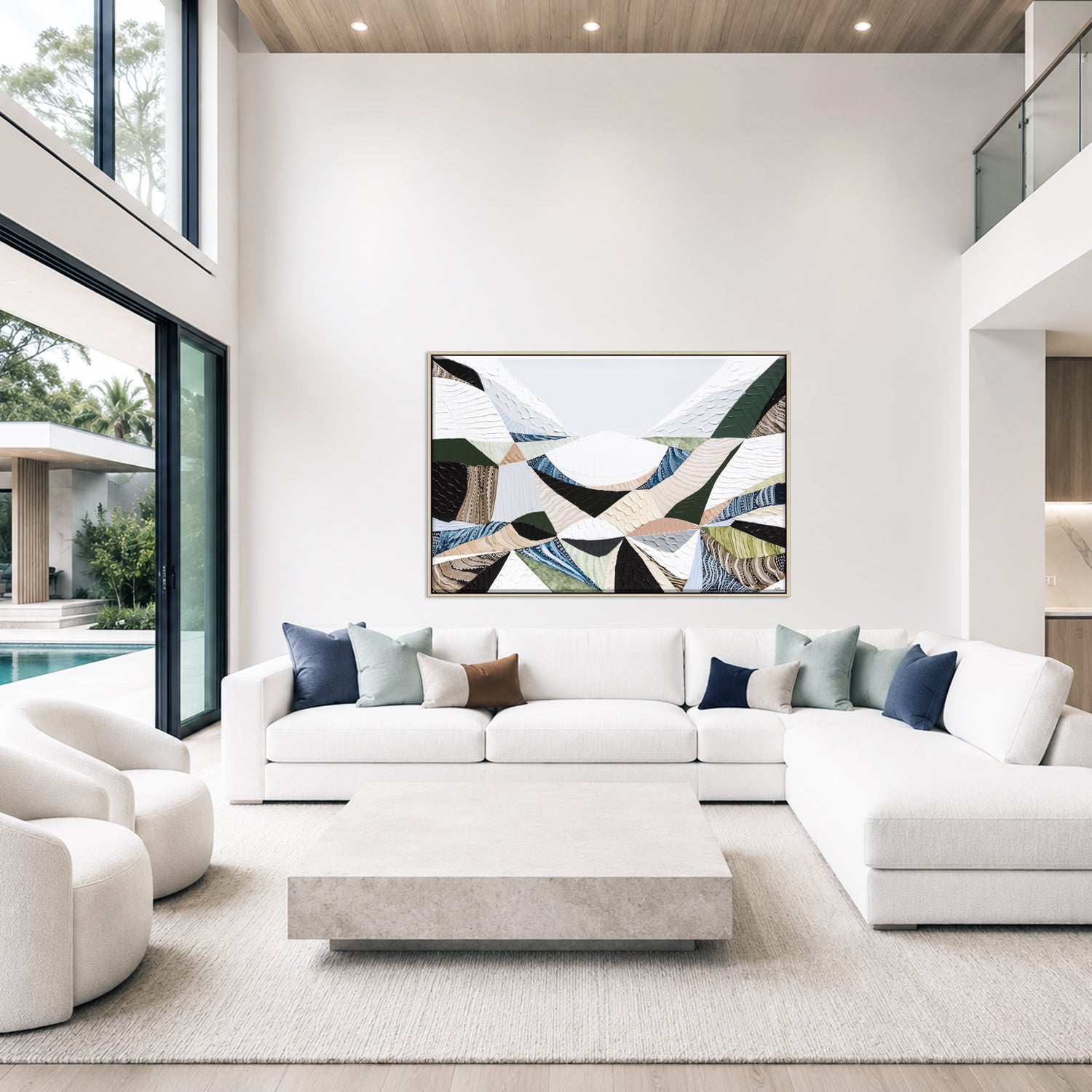 Contemporary Australian abstract art art painting and print inspired by Victorian bluestone (Olivine Basalt) by Melbourne artist Ani Ipradjian. Textured fine art print featuring earthy neutral colours, layered abstract forms and Australian volcanic stone inspiration. Ideal wall art for modern living rooms, dining rooms, offices and contemporary Australian interiors. Museum-quality print available framed in Tasmanian Oak, Black or White with free shipping Australia-wide.