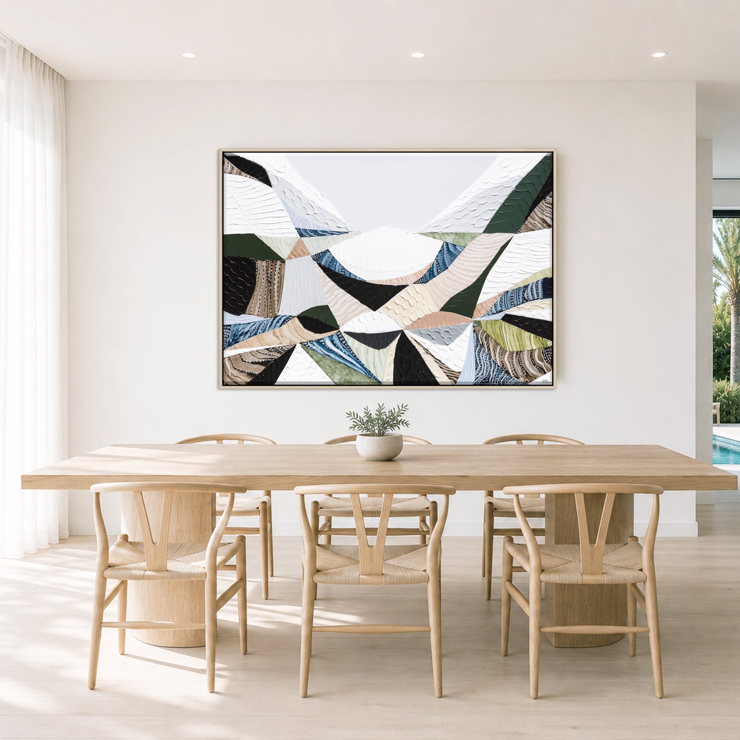 Contemporary Australian abstract art art painting and print inspired by Victorian bluestone (Olivine Basalt) by Melbourne artist Ani Ipradjian. Textured fine art print featuring earthy neutral colours, layered abstract forms and Australian volcanic stone inspiration. Ideal wall art for modern living rooms, dining rooms, offices and contemporary Australian interiors. Museum-quality print available framed in Tasmanian Oak, Black or White with free shipping Australia-wide.