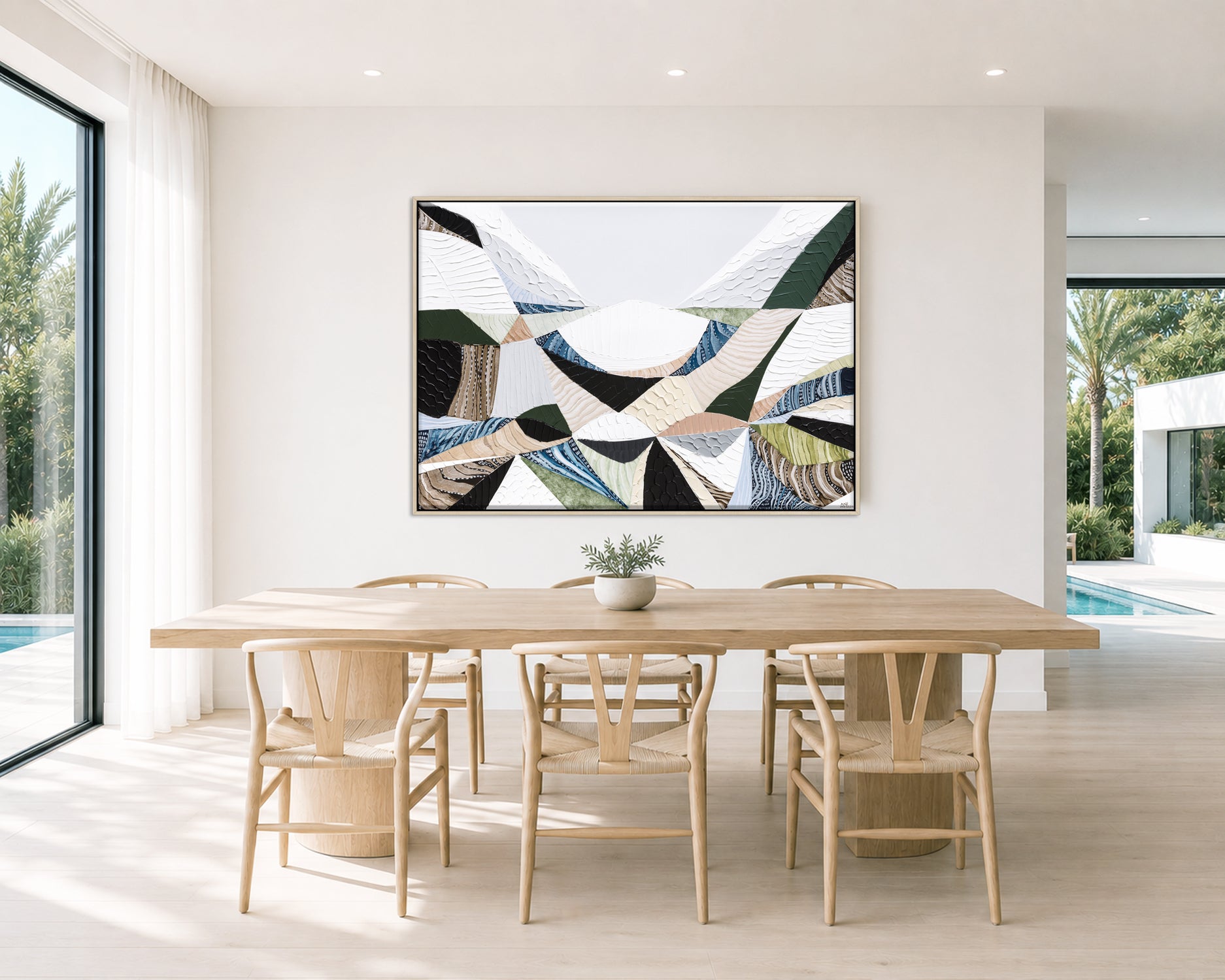 Contemporary Australian abstract art art painting and print inspired by Victorian bluestone (Olivine Basalt) by Melbourne artist Ani Ipradjian. Textured fine art print featuring earthy neutral colours, layered abstract forms and Australian volcanic stone inspiration. Ideal wall art for modern living rooms, dining rooms, offices and contemporary Australian interiors. Museum-quality print available framed in Tasmanian Oak, Black or White with free shipping Australia-wide.