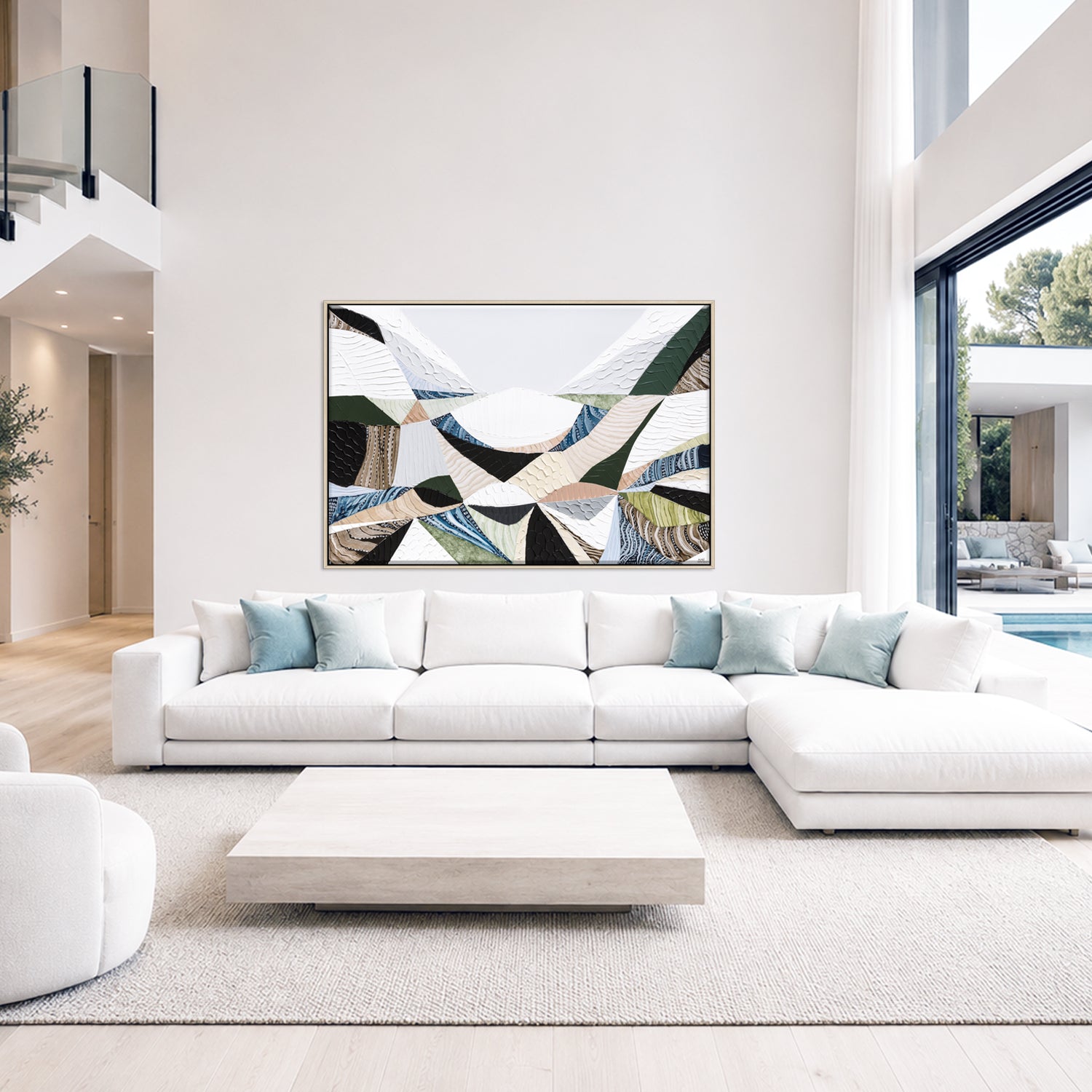 Contemporary Australian abstract art art painting and print inspired by Victorian bluestone (Olivine Basalt) by Melbourne artist Ani Ipradjian. Textured fine art print featuring earthy neutral colours, layered abstract forms and Australian volcanic stone inspiration. Ideal wall art for modern living rooms, dining rooms, offices and contemporary Australian interiors. Museum-quality print available framed in Tasmanian Oak, Black or White with free shipping Australia-wide.