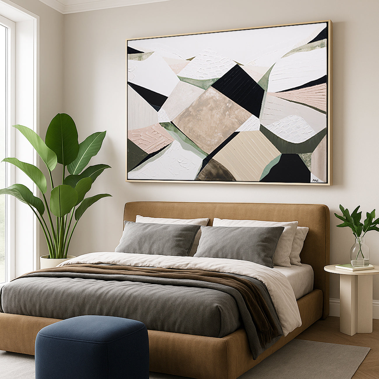 "Great Dividing Ranges" – Original abstract landscape painting by Australian artist Ani Ipradjian, featuring earthy browns, sage greens, and rich textures inspired by Australia’s iconic mountain range spanning Queensland, New South Wales, and Victoria; perfect for collectors of Australian art, nature-inspired interiors, and global art enthusiasts.