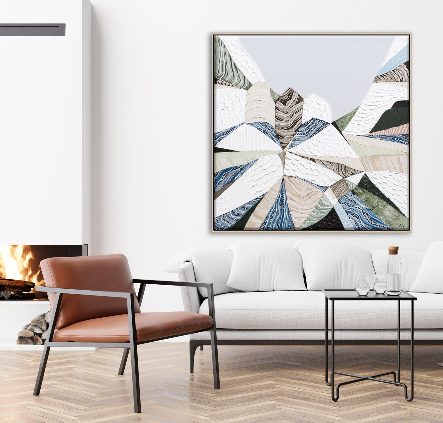 Great Dividing Plateau 7 abstract Australian mountain landscape painting by Melbourne artist Ani Ipradjian, Australian artist inspired by the Great Dividing Range across Queensland, New South Wales, and Victoria, featuring earthy tones, sage greens, and rich textured layers, contemporary Australian wall art for collectors and interior designers worldwide