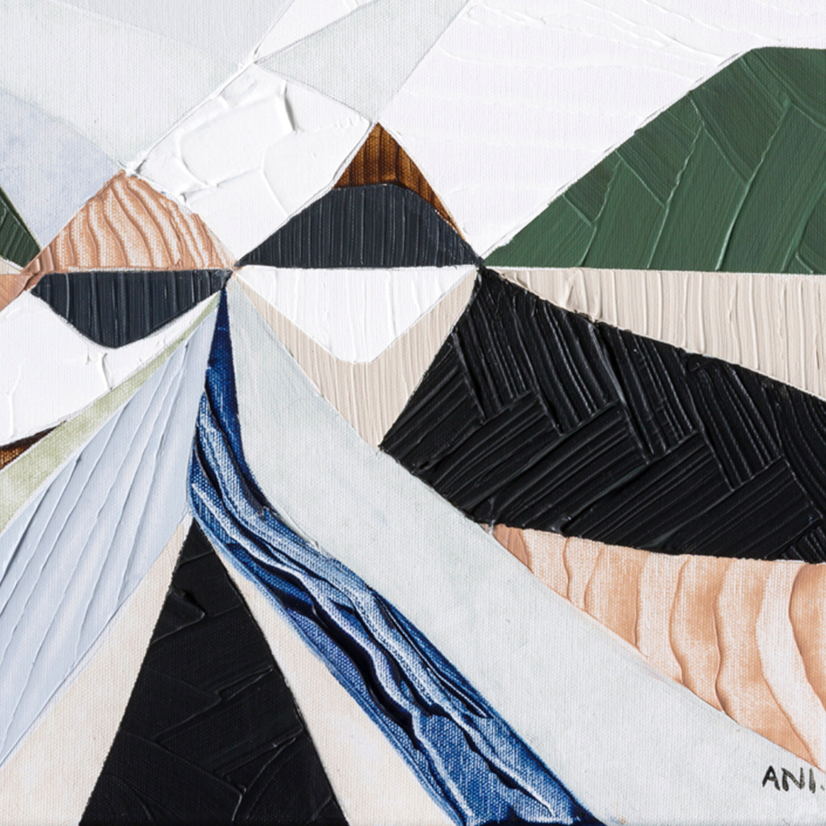 Heart of the Ranges 1 original Australian landscape painting by Melbourne-based Australian artist Ani Ipradjian, inspired by the Great Dividing Ranges with earthy tones, native bushland colours and textured abstract detail, available as original Australian art, affordable wall art and fine art prints.