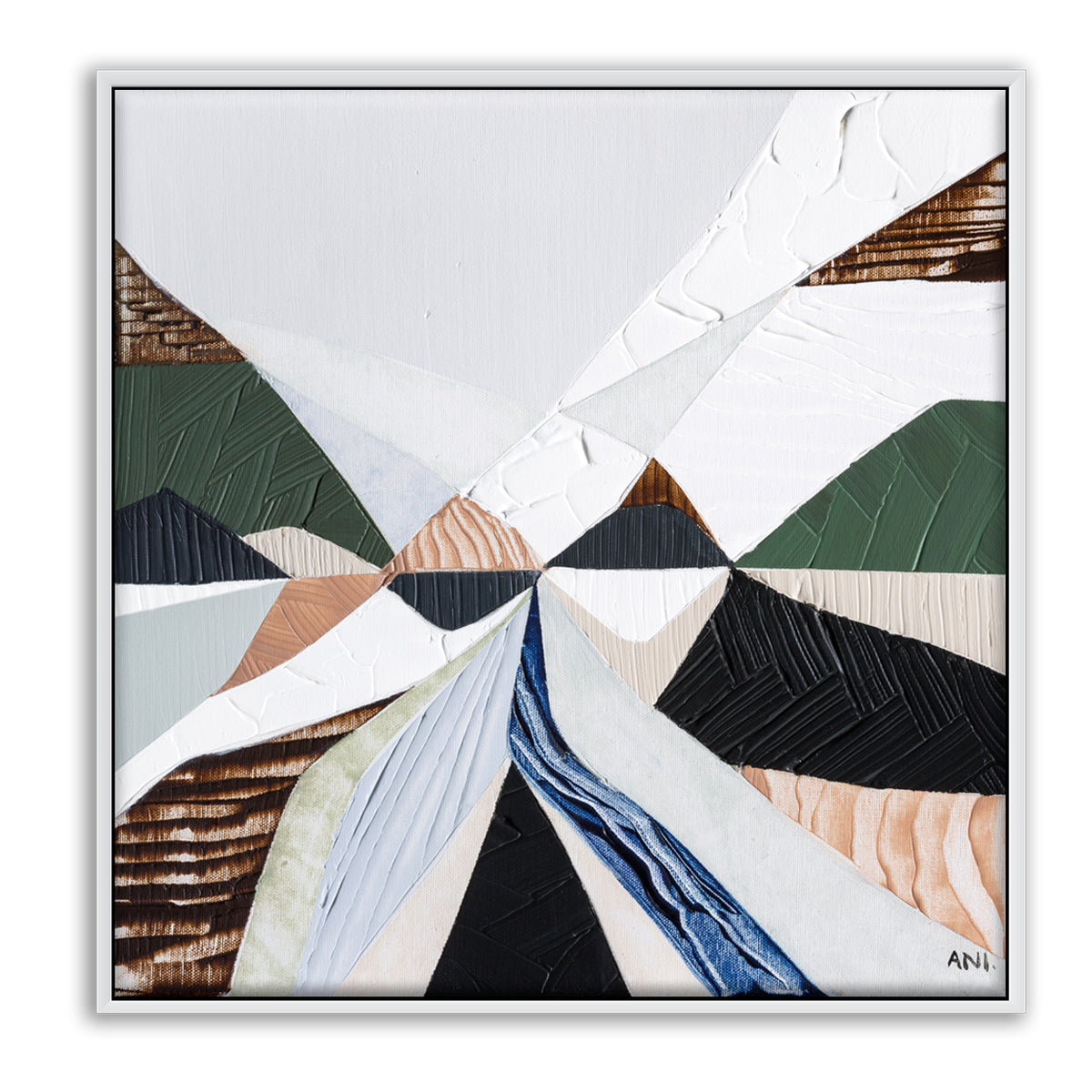Heart of the Ranges 1 original Australian landscape painting by Melbourne-based Australian artist Ani Ipradjian, inspired by the Great Dividing Ranges with earthy tones, native bushland colours and textured abstract detail, available as original Australian art, affordable wall art and fine art prints.