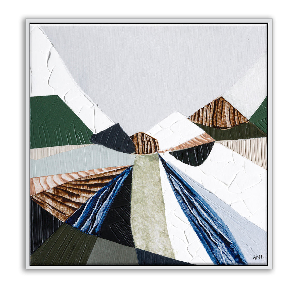 Heart of the Ranges 2 original Australian landscape painting by Melbourne-based Australian artist Ani Ipradjian, inspired by the Great Dividing Ranges with earthy tones, native bushland colours and textured abstract detail, available as original Australian art, affordable wall art and fine art prints.