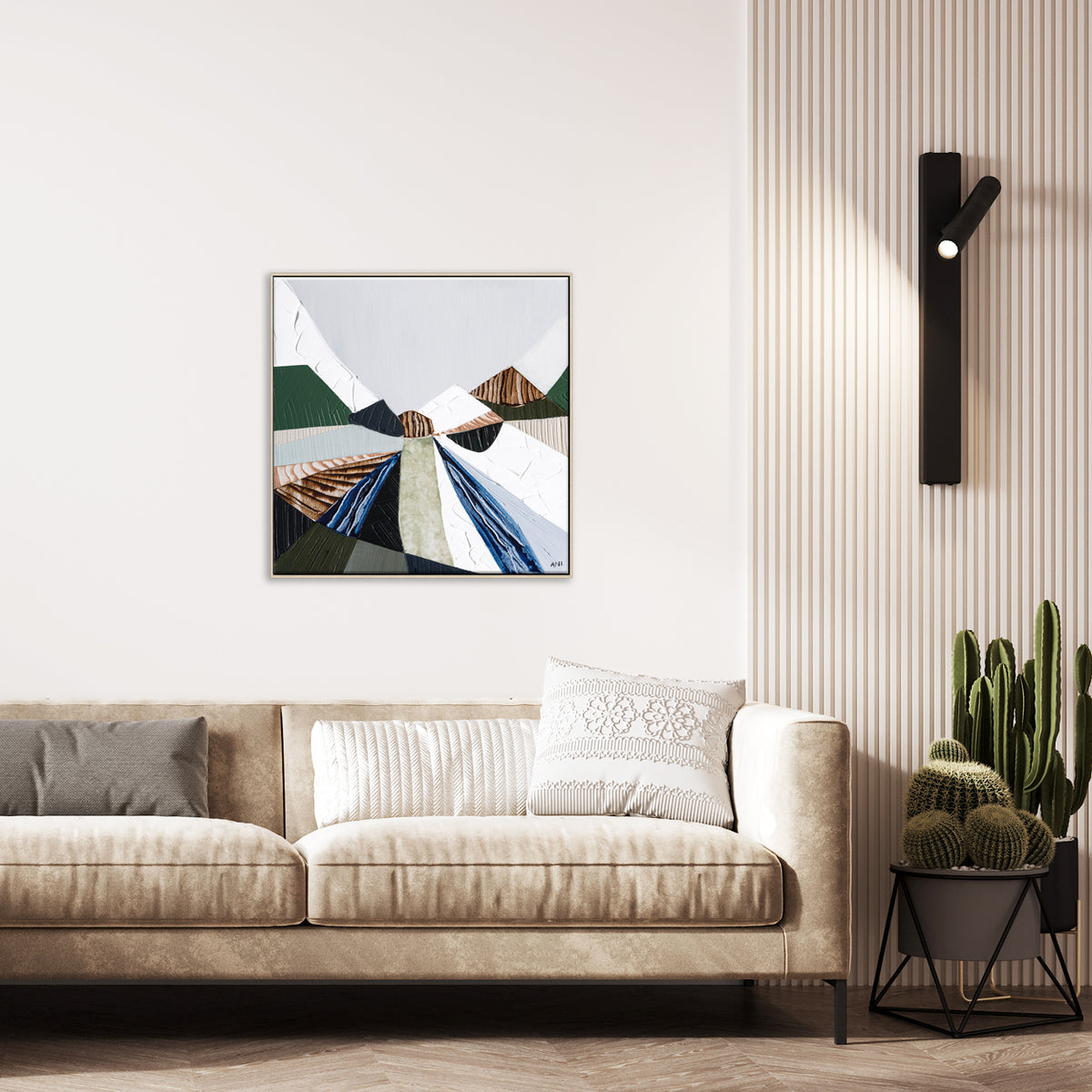Heart of the Ranges 2 original Australian landscape painting by Melbourne-based Australian artist Ani Ipradjian, inspired by the Great Dividing Ranges with earthy tones, native bushland colours and textured abstract detail, available as original Australian art, affordable wall art and fine art prints.