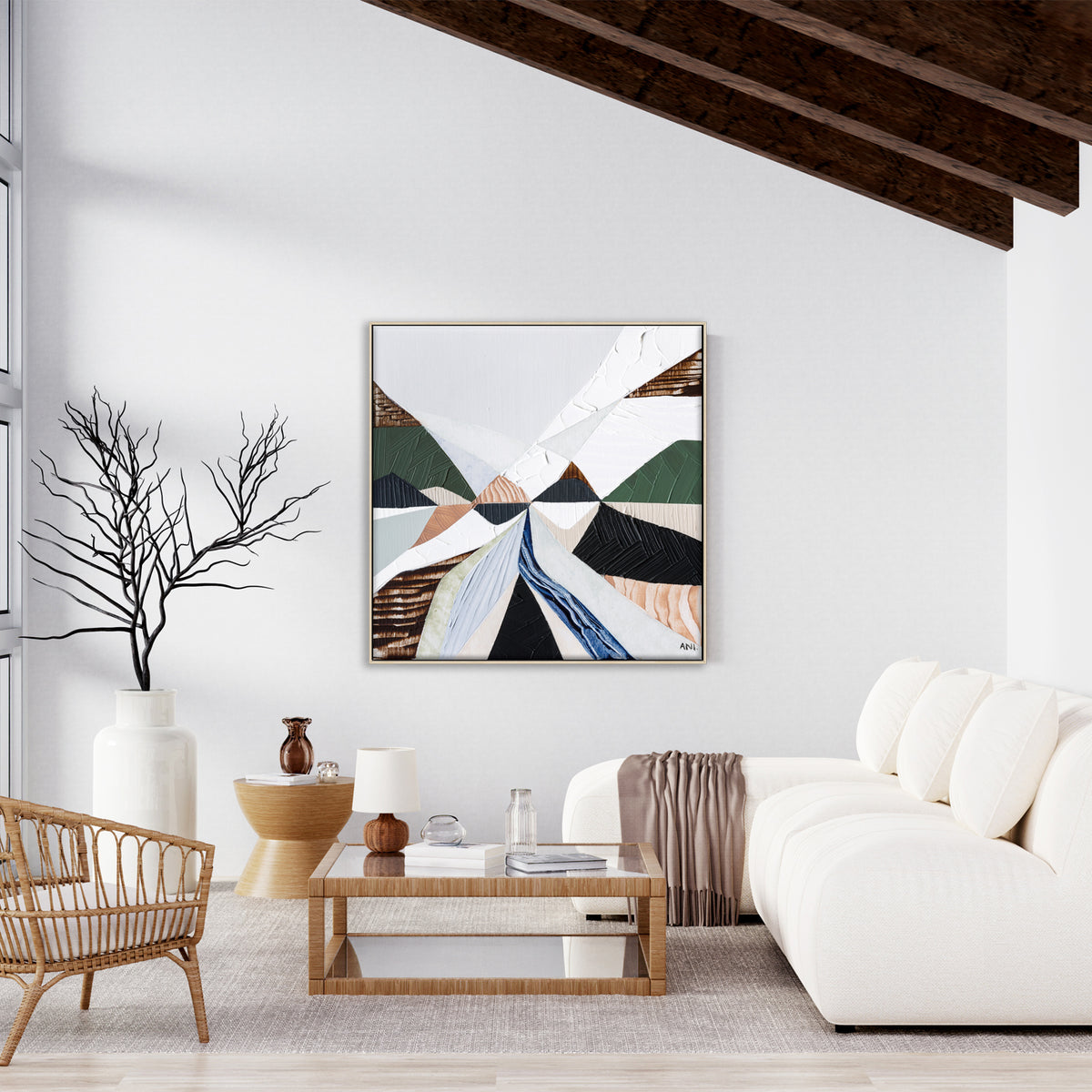 Heart of the Ranges 1 original Australian landscape painting by Melbourne-based Australian artist Ani Ipradjian, inspired by the Great Dividing Ranges with earthy tones, native bushland colours and textured abstract detail, available as original Australian art, affordable wall art and fine art prints.