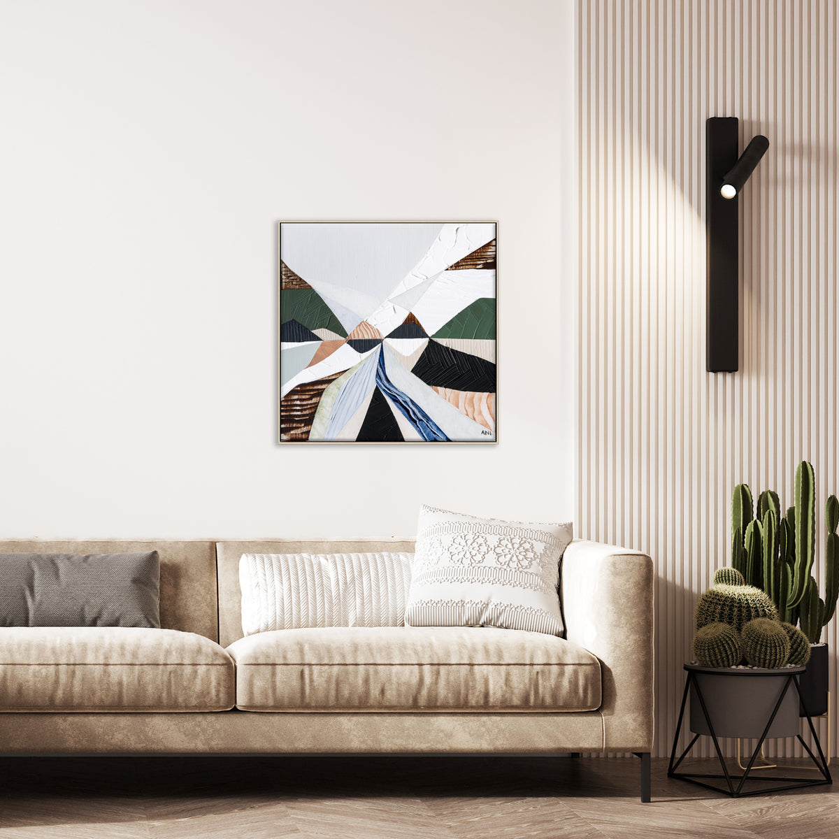 Heart of the Ranges 1 original Australian landscape painting by Melbourne-based Australian artist Ani Ipradjian, inspired by the Great Dividing Ranges with earthy tones, native bushland colours and textured abstract detail, available as original Australian art, affordable wall art and fine art prints.