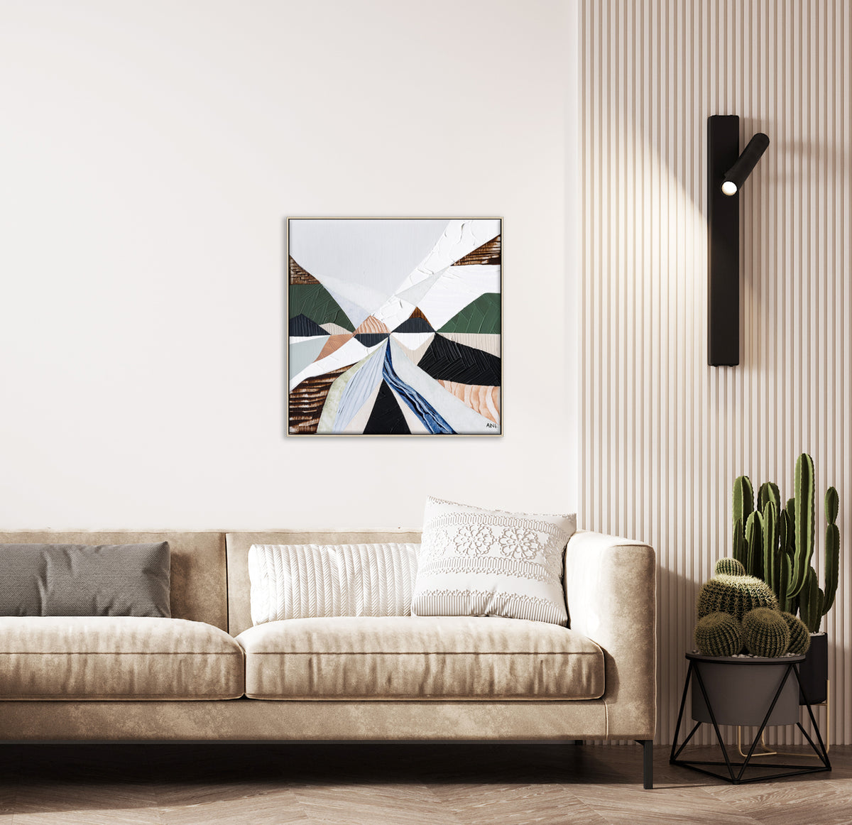 Heart of the Ranges 1 original Australian landscape painting by Melbourne-based Australian artist Ani Ipradjian, inspired by the Great Dividing Ranges with earthy tones, native bushland colours and textured abstract detail, available as original Australian art, affordable wall art and fine art prints.