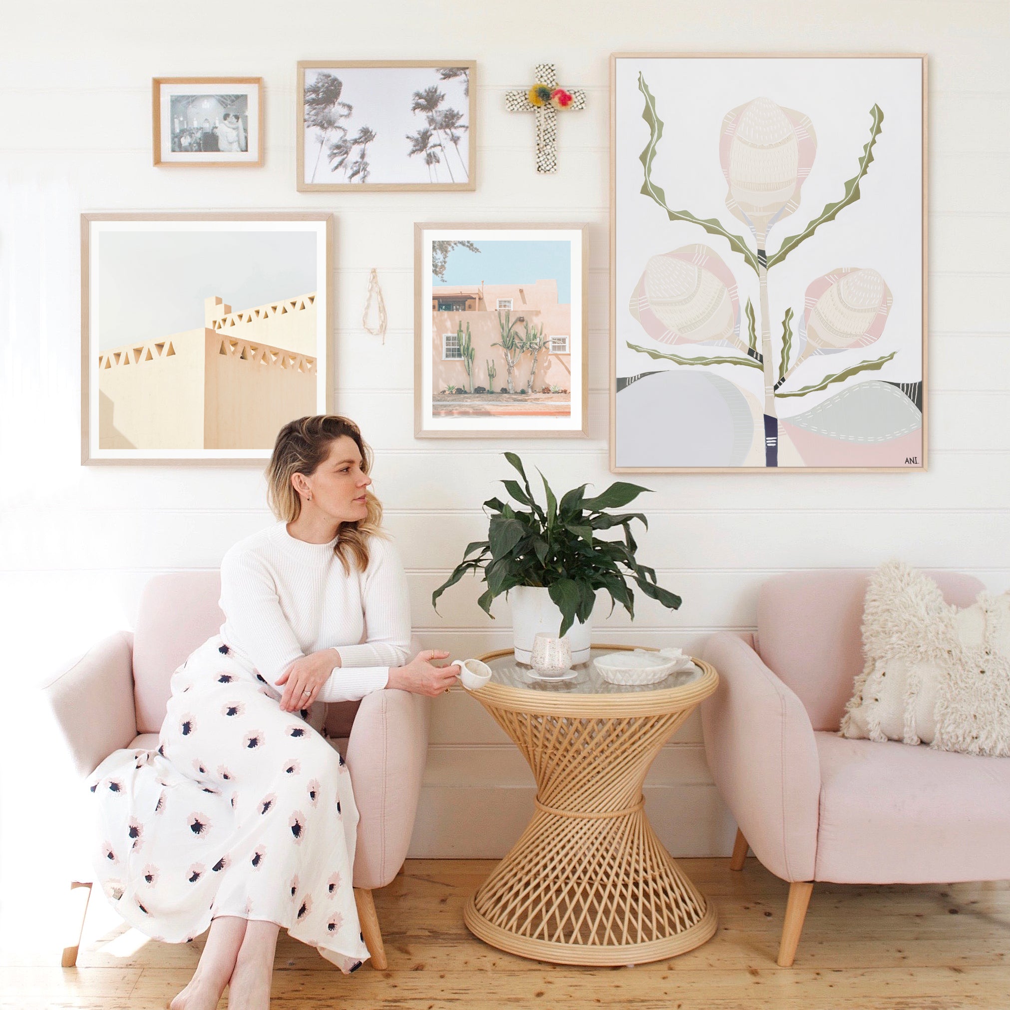 Banksia floral print by Ani Ipradjian – abstract depiction of native Australian Banksia flower with textured layers and earthy tones, inspired by coastal flora near the Mornington Peninsula.