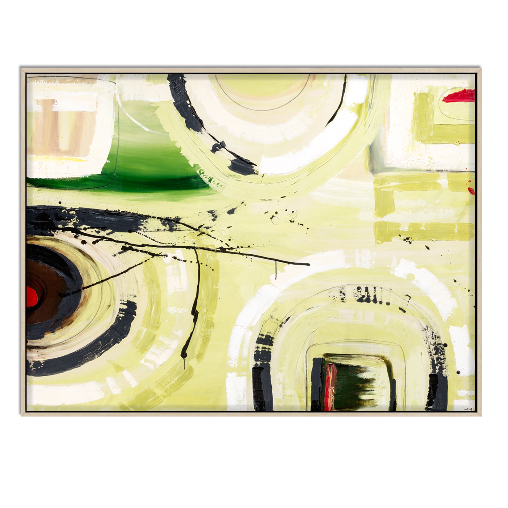 Inspiration – Original abstract painting by Australian artist Ani Ipradjian. The artwork that sparked her professional art journey, featuring bold textures and dynamic forms. Painted in 2008 and launched as the foundation of her signature style in 2018. Framed in Tasmanian Oak, black, or white. A powerful statement piece for collectors and modern interiors.