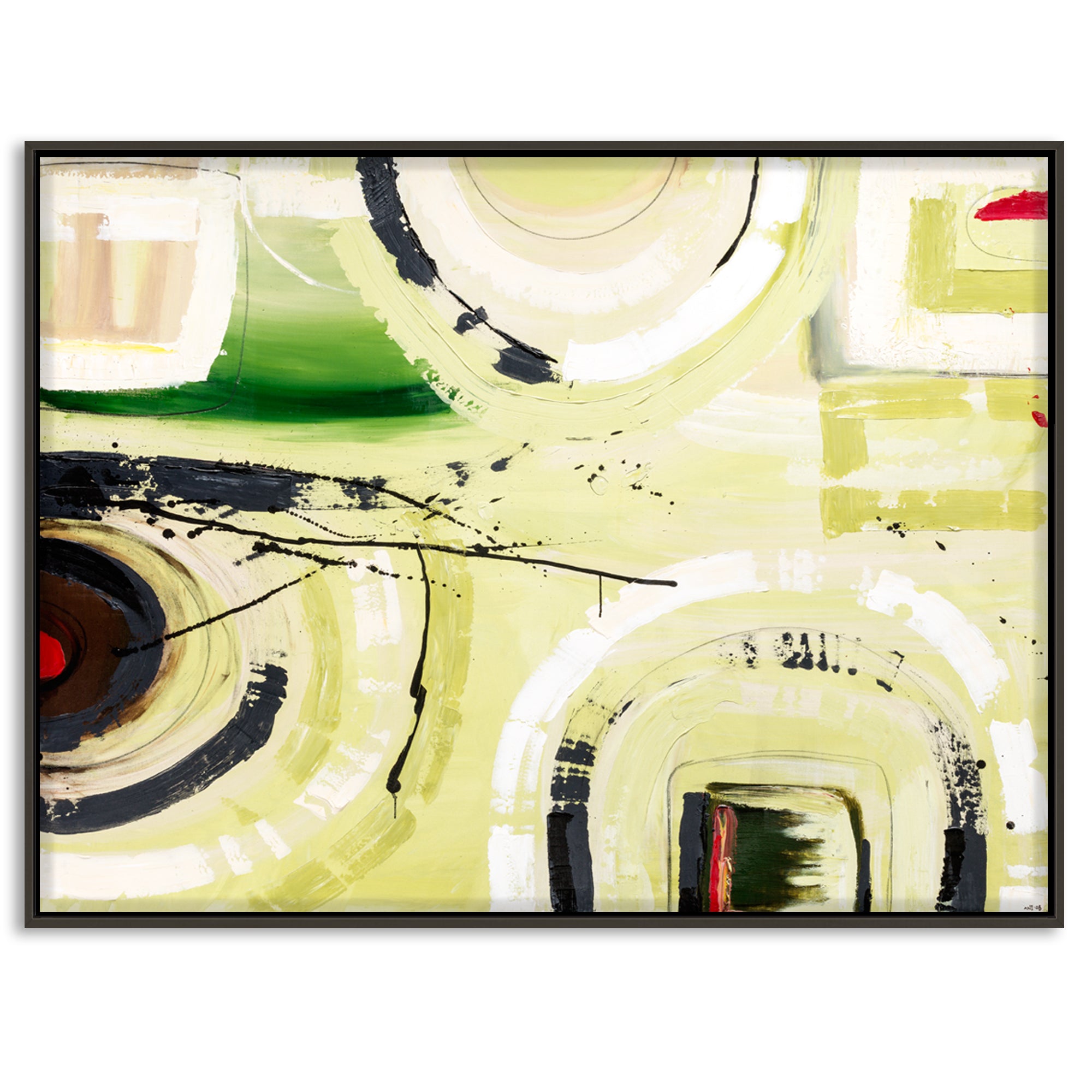 Inspiration – Original abstract painting by Australian artist Ani Ipradjian. The artwork that sparked her professional art journey, featuring bold textures and dynamic forms. Painted in 2008 and launched as the foundation of her signature style in 2018. Framed in Tasmanian Oak, black, or white. A powerful statement piece for collectors and modern interiors.