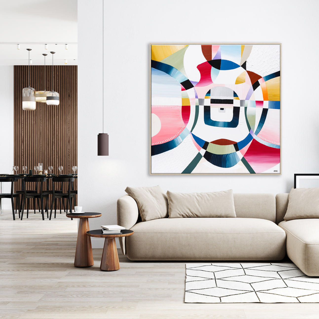 "Love Lock Bridge" – Original abstract painting by Australian artist Ani Ipradjian, inspired by Melbourne's Evan Walker Bridge, featuring layered textures and romantic symbolism in a palette of soft, emotional tones; framed in Tasmanian Oak, Black, or White.