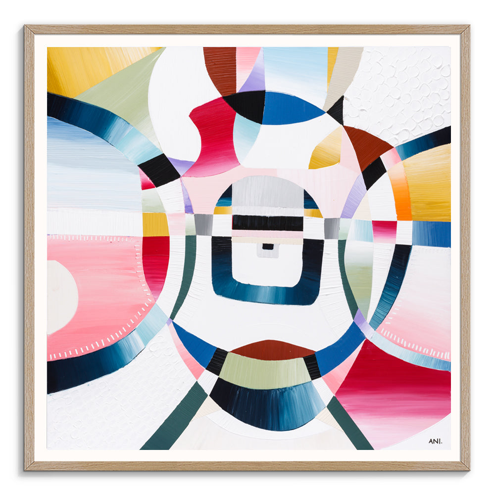 Love Lock Bridge abstract painting by Australian artist Ani Ipradjian featuring textured layers and mixed media, inspired by Melbourne’s Evan Walker Bridge and the tradition of love padlocks – ideal for Australian art collectors and global buyers seeking romantic, contemporary artwork.