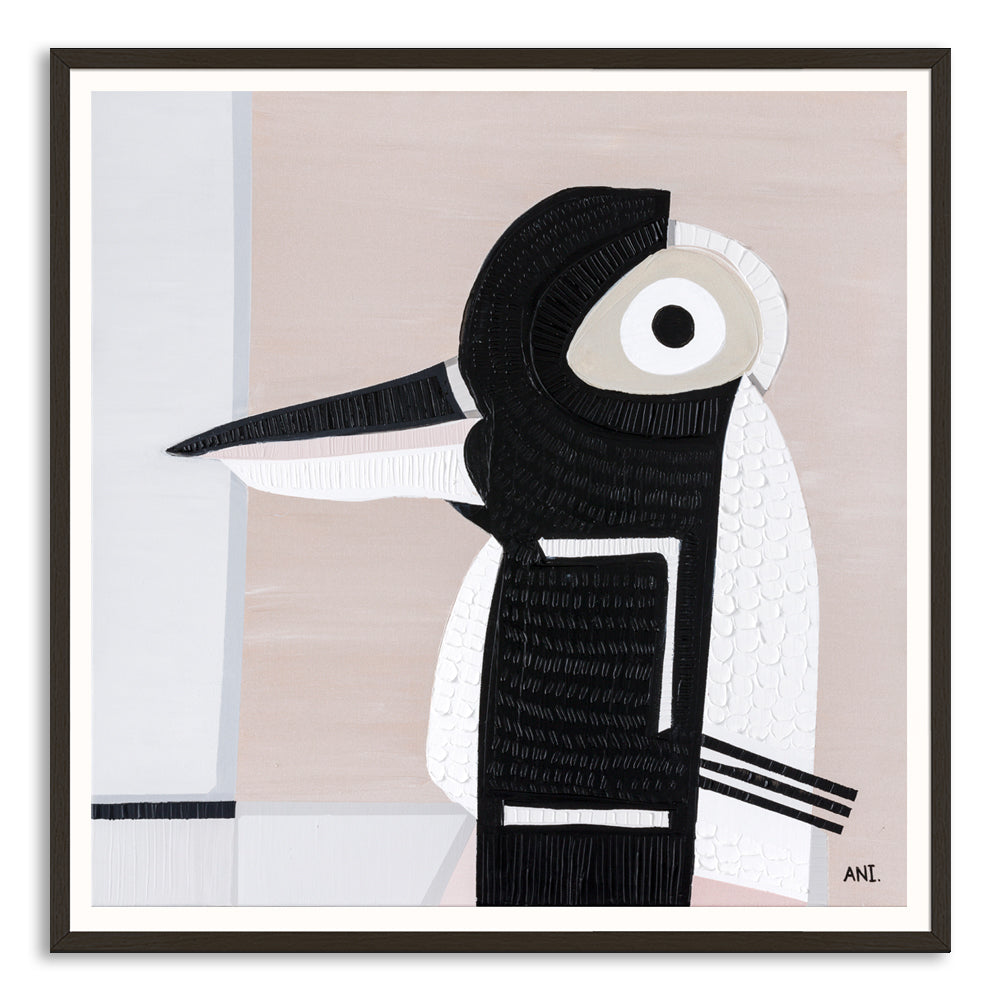 Magpie Spirit print by Ani Ipradjian. Australian bird artwork inspired by the magpie’s symbolism of transformation, intuition, and cultural significance – perfect for art collectors and spiritual interiors.