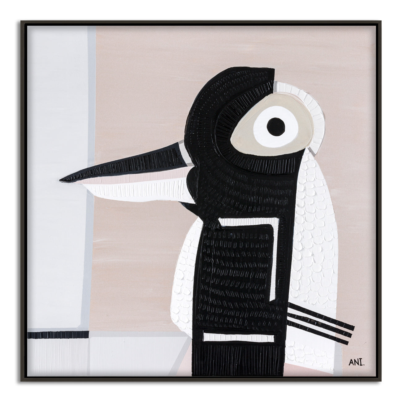 Magpie Spirit print by Ani Ipradjian. Australian bird artwork inspired by the magpie’s symbolism of transformation, intuition, and cultural significance – perfect for art collectors and spiritual interiors.