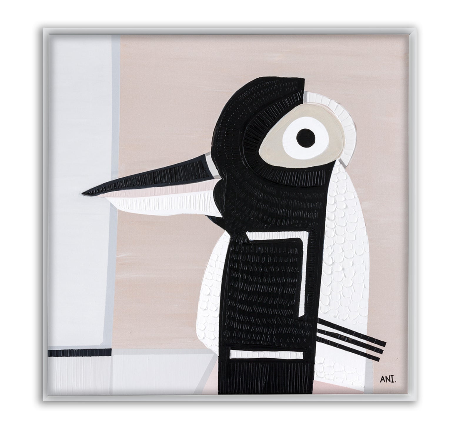 Magpie Spirit print by Ani Ipradjian. Australian bird artwork inspired by the magpie’s symbolism of transformation, intuition, and cultural significance – perfect for art collectors and spiritual interiors.