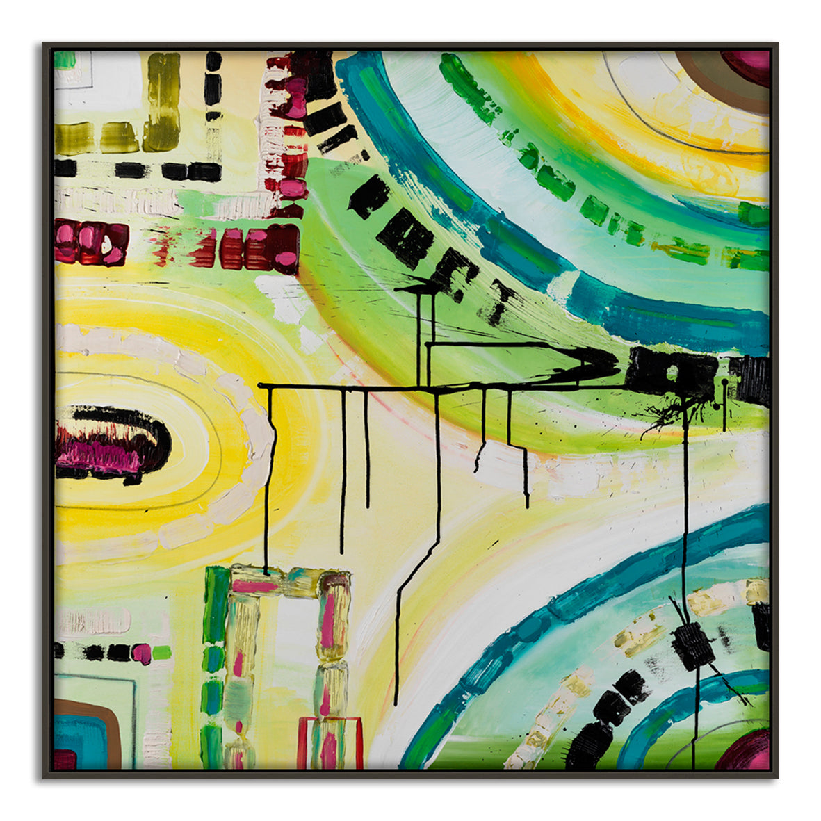 “Melbourne Skyline” print by Australian artist Ani Ipradjian – abstract cityscape artwork featuring vibrant colours and shapes inspired by Melbourne’s urban energy.