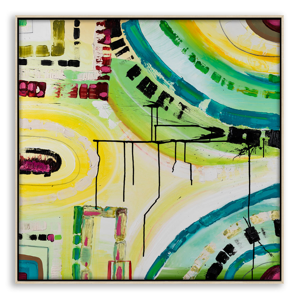 “Melbourne Skyline” print by Australian artist Ani Ipradjian – abstract cityscape artwork featuring vibrant colours and shapes inspired by Melbourne’s urban energy.