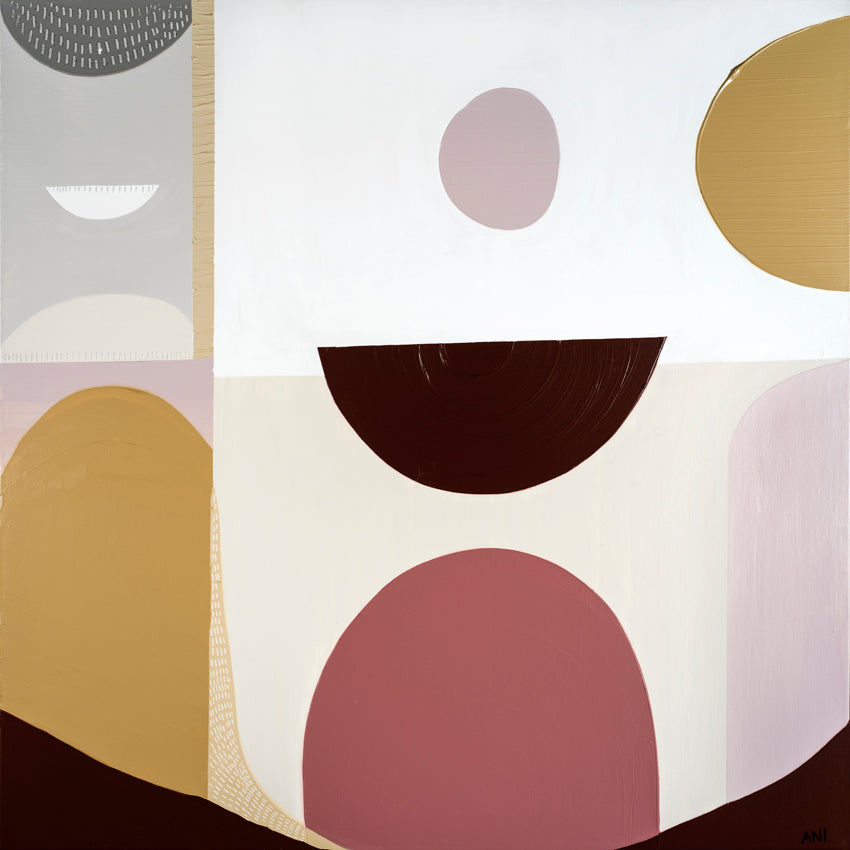 "Mookaite Jasper 1" – Original abstract painting by Australian artist Ani Ipradjian, inspired by the healing energy of Mookaite stone, featuring vibrant red and yellow tones with grounding spiritual symbolism.