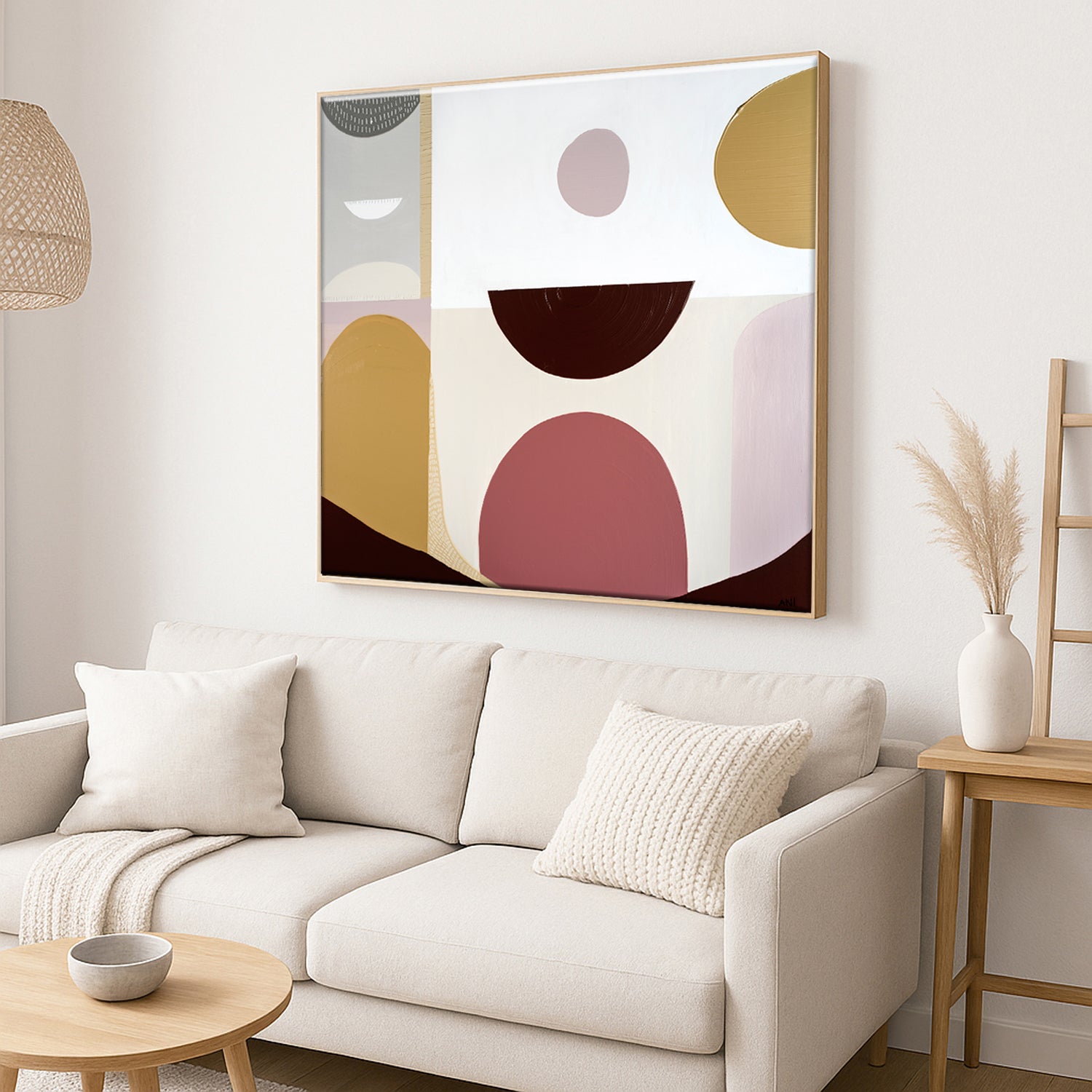 "Mookaite Jasper 1" – Original abstract painting by Australian artist Ani Ipradjian, inspired by the healing energy of Mookaite stone, featuring vibrant red and yellow tones with grounding spiritual symbolism.