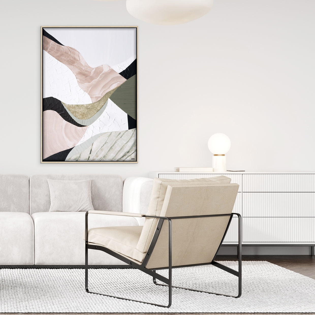 "Mountain Ranges" – Original abstract landscape painting by Australian artist Ani Ipradjian, inspired by Australia’s rugged mountain ranges, featuring earthy tones and sage green textures.