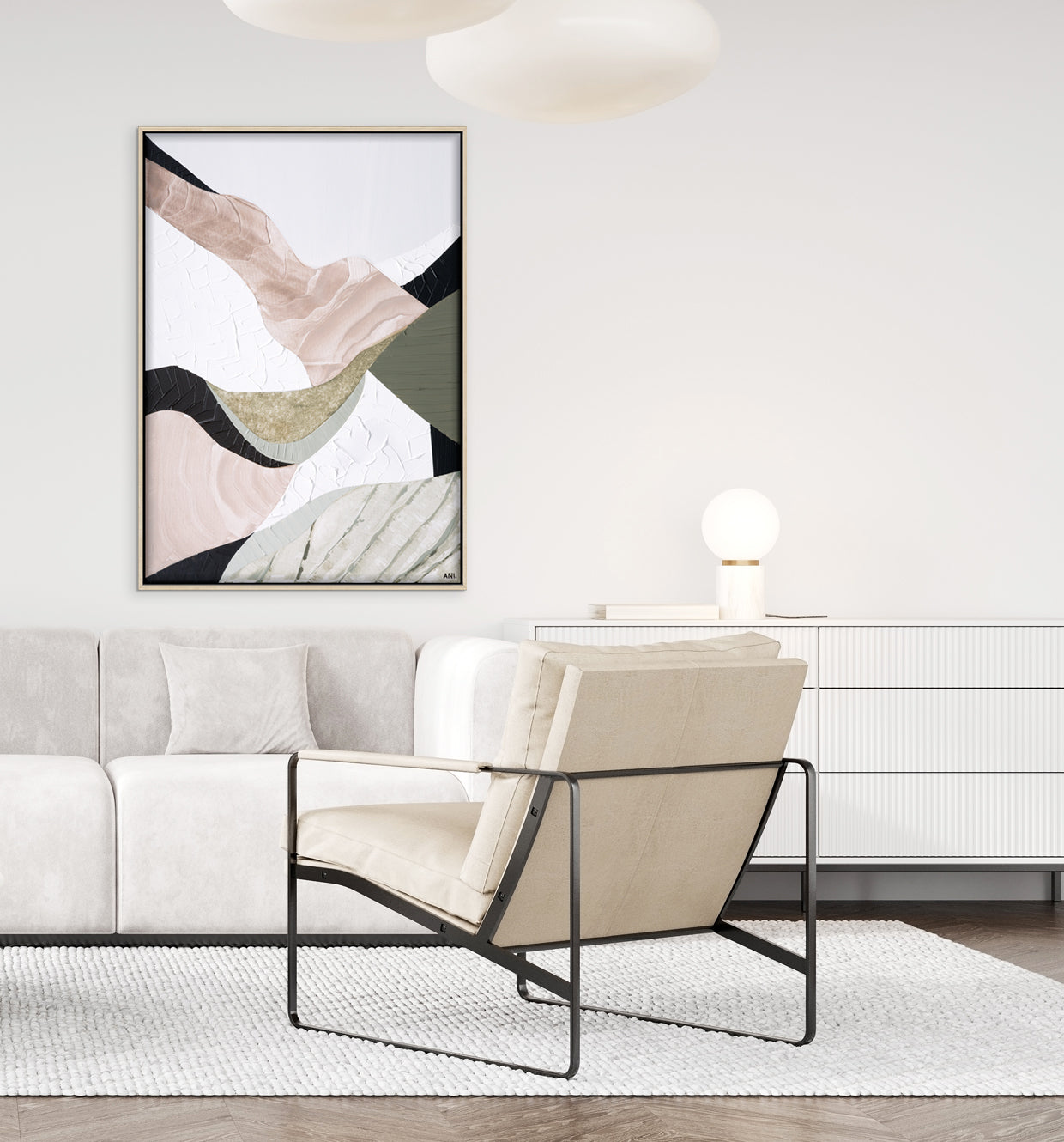 "Mountain Ranges" – Original abstract landscape painting by Australian artist Ani Ipradjian, inspired by Australia’s rugged mountain ranges, featuring earthy tones and sage green textures.