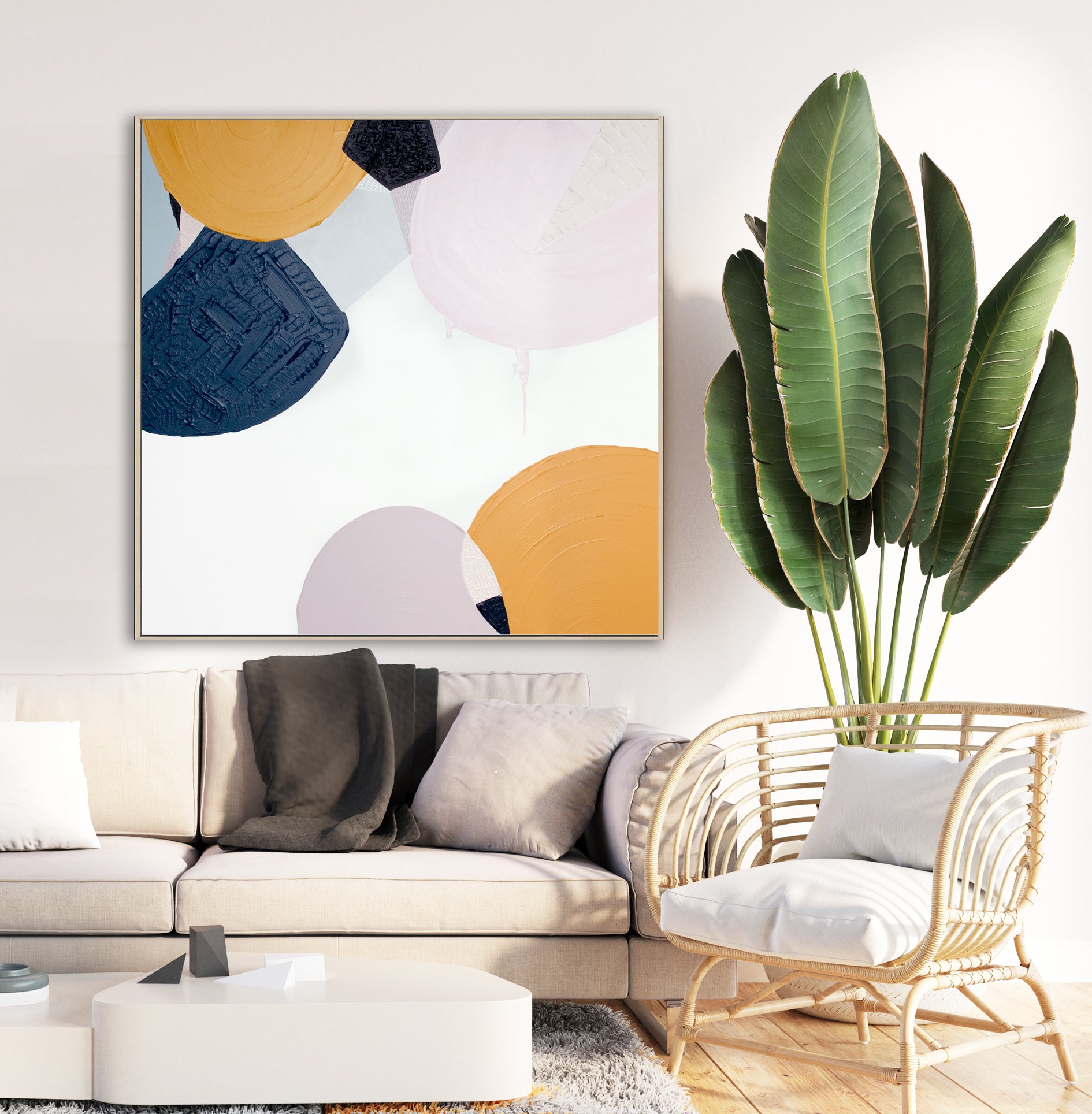 "Noosa Heads 1" print by Australian artist Ani Ipradjian – abstract coastal artwork inspired by the beaches and marine life of Noosa, featuring rich blues and fluid textures for modern coastal interiors.