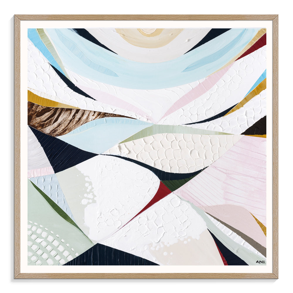 Abstract coastal artwork inspired by Noosa National Park by Australian artist Ani Ipradjian. Features ocean blues, natural textures, and flowing shapes reflecting the Noosa National Park Coastal Walk, Sunshine Beach cliffs, and Queensland’s Sunshine Coast landscape. Ideal for collectors of Australian coastal art, nature wall art, and Noosa-inspired prints and painting