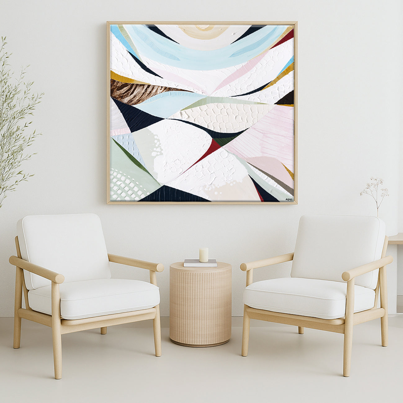 Abstract coastal artwork inspired by Noosa National Park by Australian artist Ani Ipradjian. Features ocean blues, natural textures, and flowing shapes reflecting the Noosa National Park Coastal Walk, Sunshine Beach cliffs, and Queensland’s Sunshine Coast landscape. Ideal for collectors of Australian coastal art, nature wall art, and Noosa-inspired prints and painting