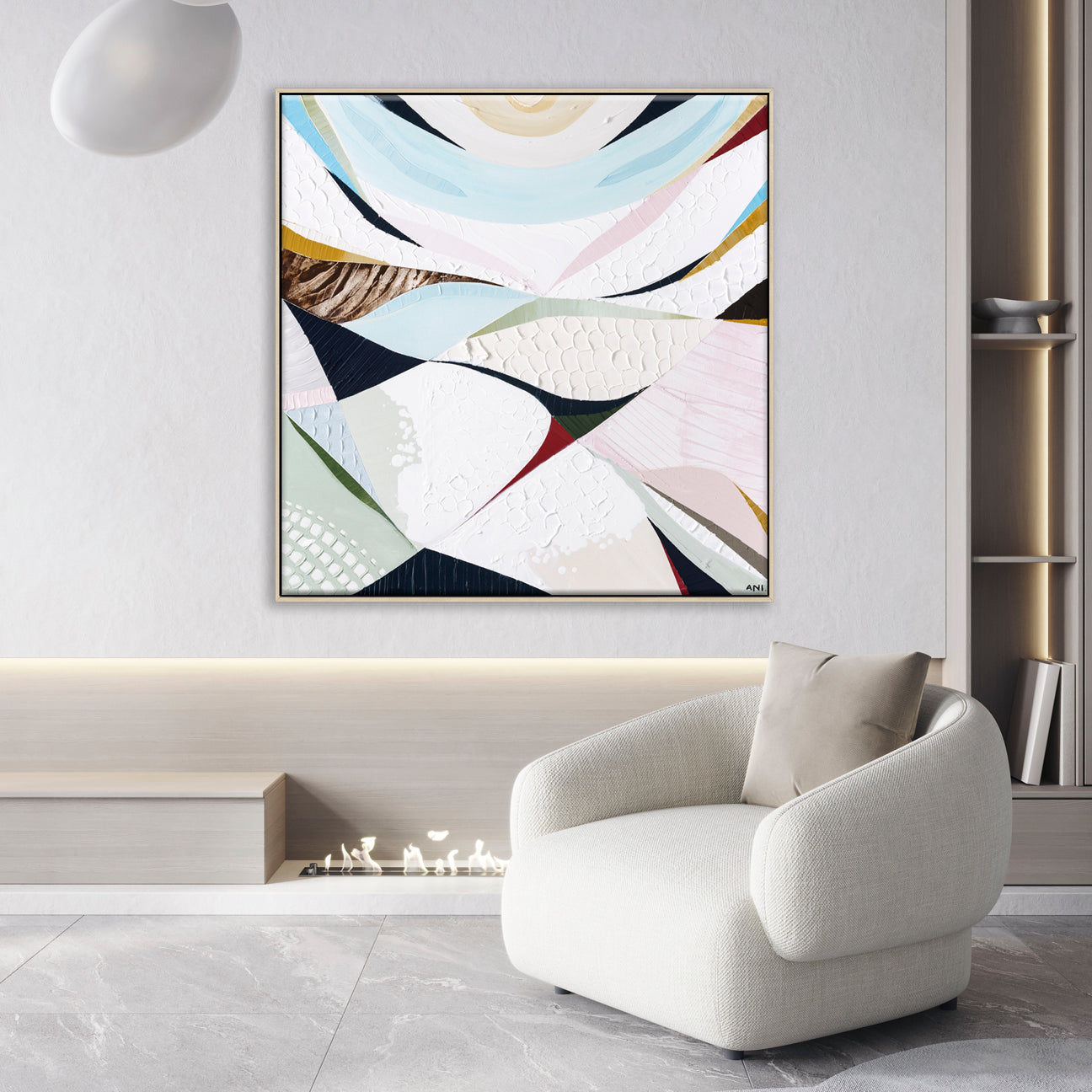 Abstract coastal artwork inspired by Noosa National Park by Australian artist Ani Ipradjian. Features ocean blues, natural textures, and flowing shapes reflecting the Noosa National Park Coastal Walk, Sunshine Beach cliffs, and Queensland’s Sunshine Coast landscape. Ideal for collectors of Australian coastal art, nature wall art, and Noosa-inspired prints and painting