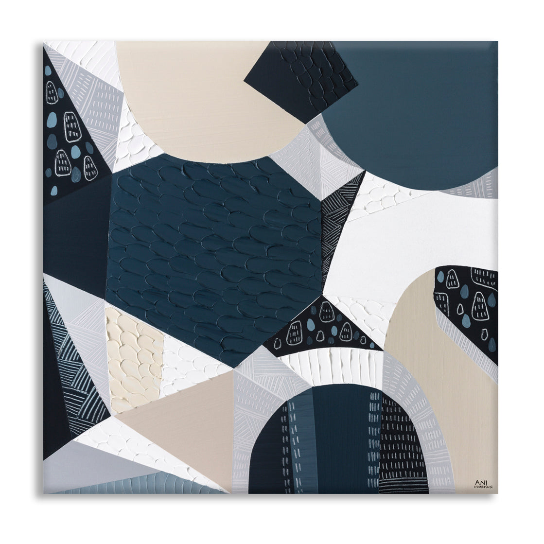 Olivine Basalt original abstract painting by Ani Ipradjian, Australian artist, inspired by Australia's iconic volcanic bluestone. Contemporary Australian art featuring rich textures, earthy tones, and layered acrylic and mixed media, celebrating Victorian bluestone architecture, historic buildings, churches, and the natural beauty of Australian basalt. Ideal for art collectors, interior designers, and lovers of Australian landscape and contemporary wall art.