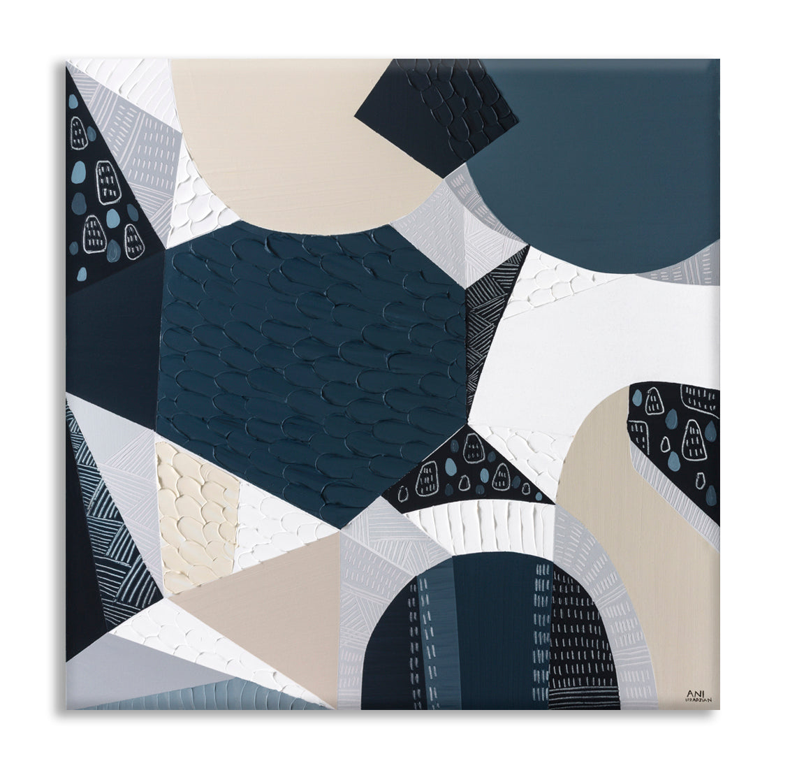 Olivine Basalt original abstract painting by Ani Ipradjian, Australian artist, inspired by Australia's iconic volcanic bluestone. Contemporary Australian art featuring rich textures, earthy tones, and layered acrylic and mixed media, celebrating Victorian bluestone architecture, historic buildings, churches, and the natural beauty of Australian basalt. Ideal for art collectors, interior designers, and lovers of Australian landscape and contemporary wall art.