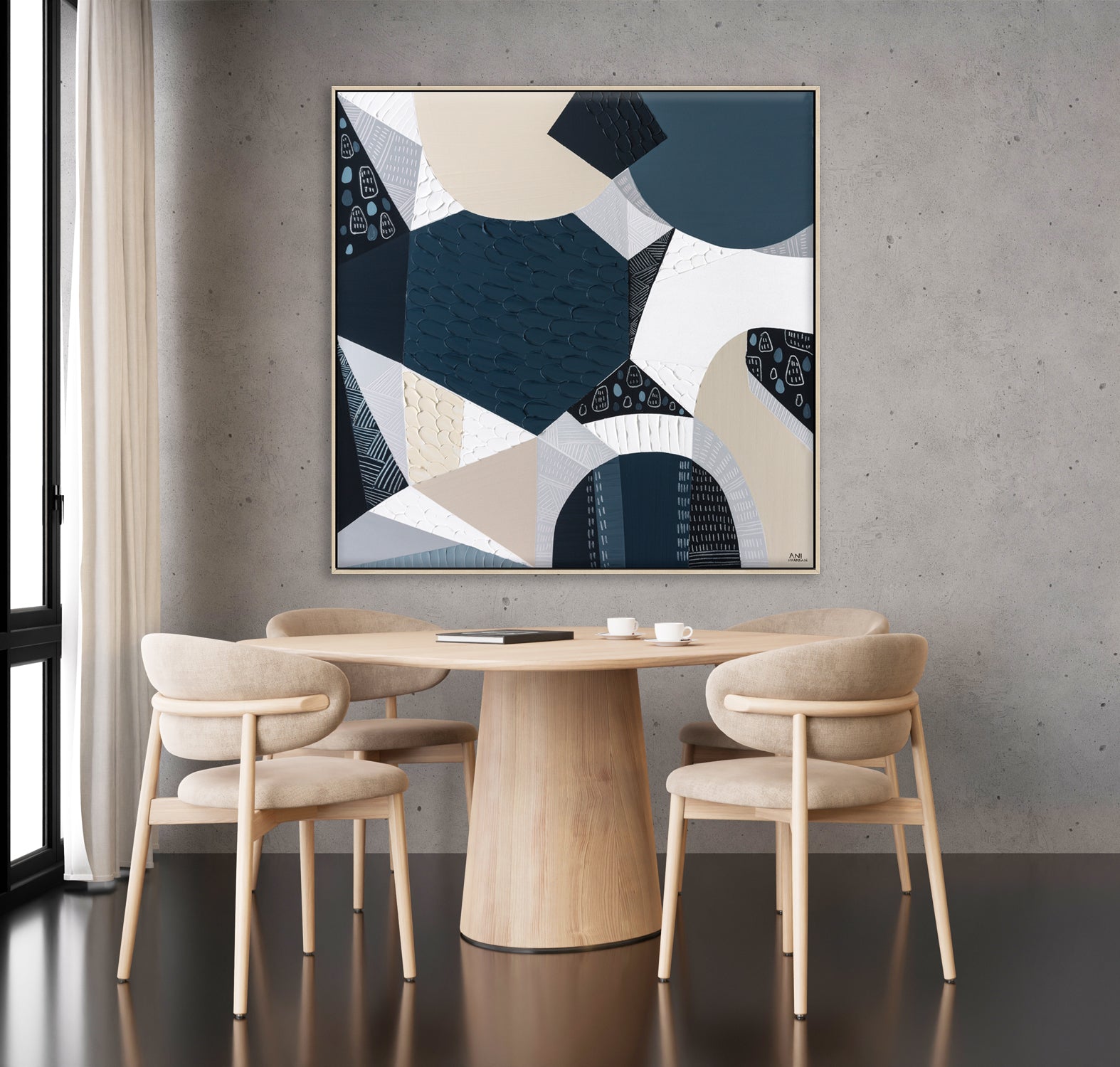 Olivine Basalt original abstract painting by Ani Ipradjian, Australian artist, inspired by Australia's iconic volcanic bluestone. Contemporary Australian art featuring rich textures, earthy tones, and layered acrylic and mixed media, celebrating Victorian bluestone architecture, historic buildings, churches, and the natural beauty of Australian basalt. Ideal for art collectors, interior designers, and lovers of Australian landscape and contemporary wall art.