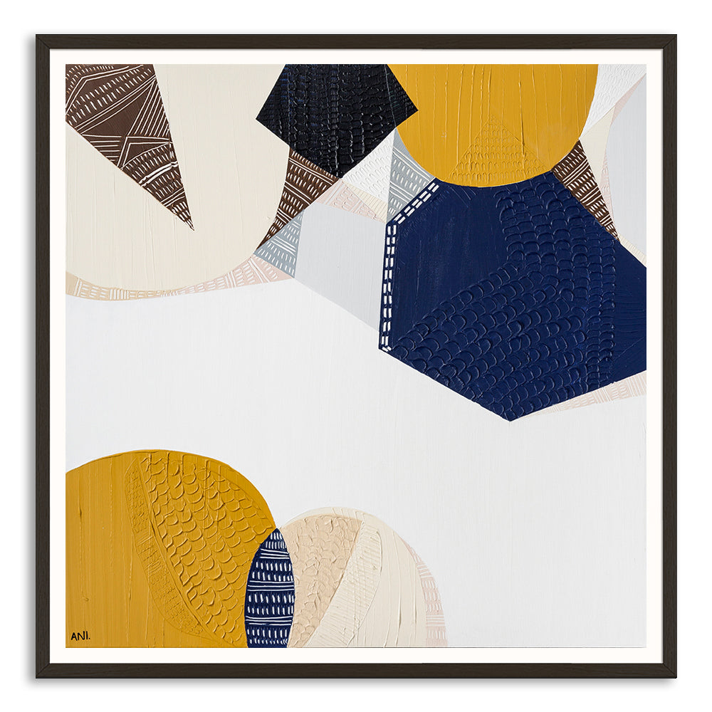 "Outback Australia Love 1 art print by Ani Ipradjian. Abstract Australian landscape print with earthy tones and ocean blues, inspired by cross-country travel. Perfect for collectors and international buyers seeking modern Australian art."