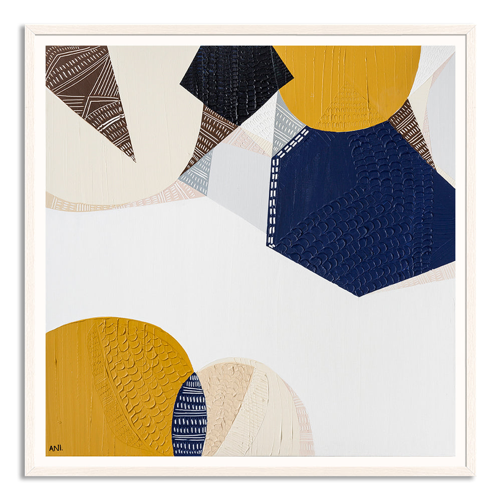 "Outback Australia Love 1 art print by Ani Ipradjian. Abstract Australian landscape print with earthy tones and ocean blues, inspired by cross-country travel. Perfect for collectors and international buyers seeking modern Australian art."