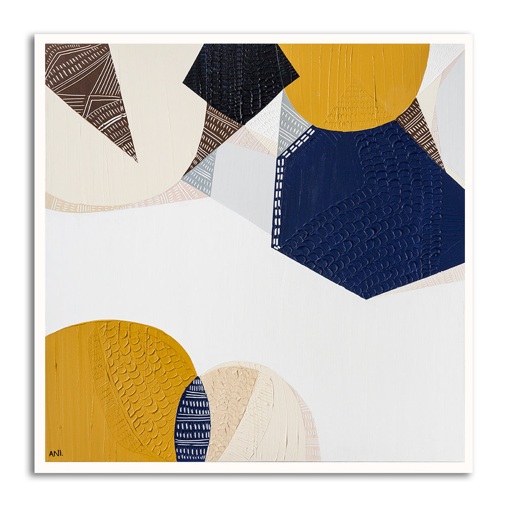 "Outback Australia Love 1 art print by Ani Ipradjian. Abstract Australian landscape print with earthy tones and ocean blues, inspired by cross-country travel. Perfect for collectors and international buyers seeking modern Australian art."