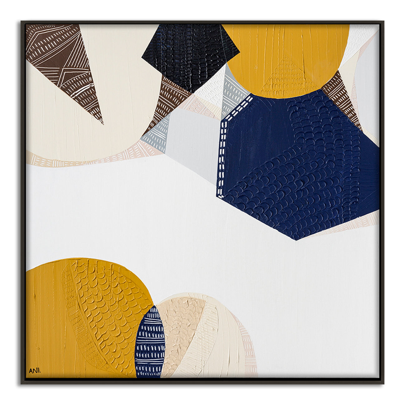 "Outback Australia Love 1 art print by Ani Ipradjian. Abstract Australian landscape print with earthy tones and ocean blues, inspired by cross-country travel. Perfect for collectors and international buyers seeking modern Australian art."