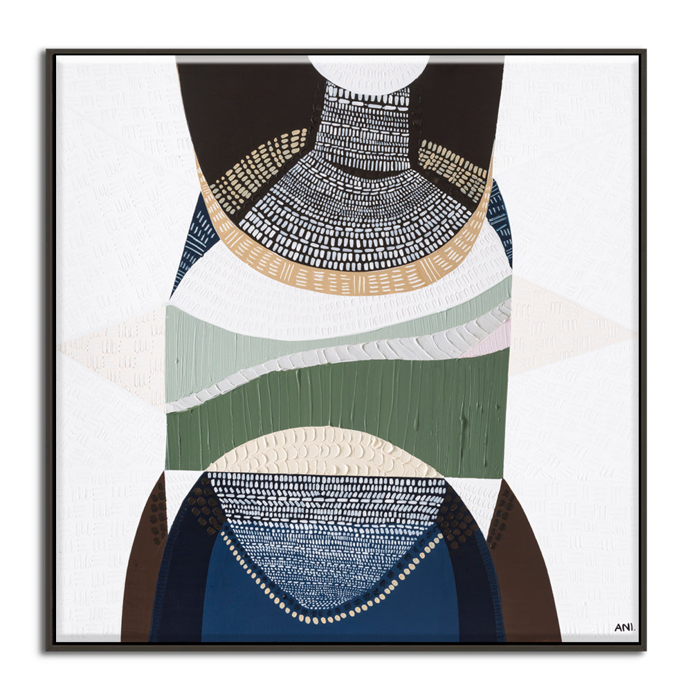 Outback by the Sea by Ani Ipradjian, abstract Australian landscape artwork blending golden outback tones with deep coastal blues, inspired by Australia’s land, sea, and cultural heritage, contemporary wall art.