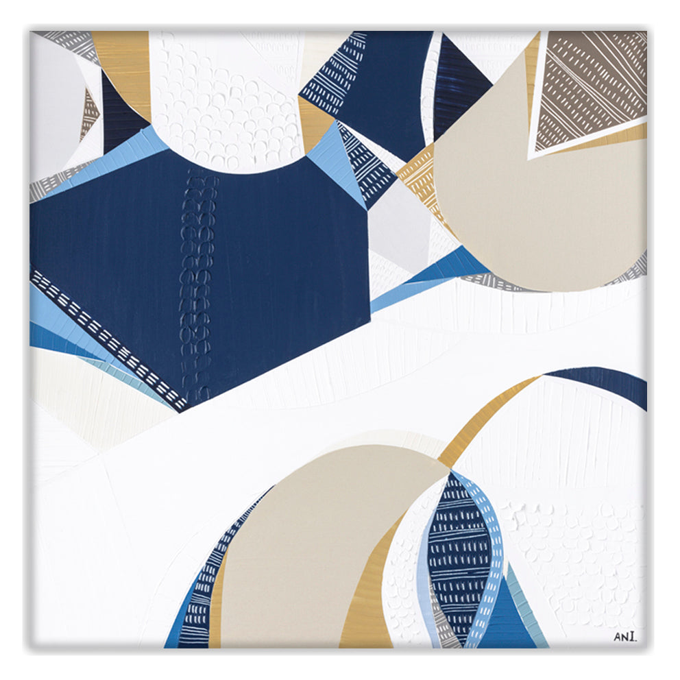 Outback Ocean print by Ani Ipradjian – abstract Australian landscape featuring earthy gold, blue, and mustard tones, symbolizing the unity of Australia’s outback and ocean. Ideal for collectors of Australian art worldwide.