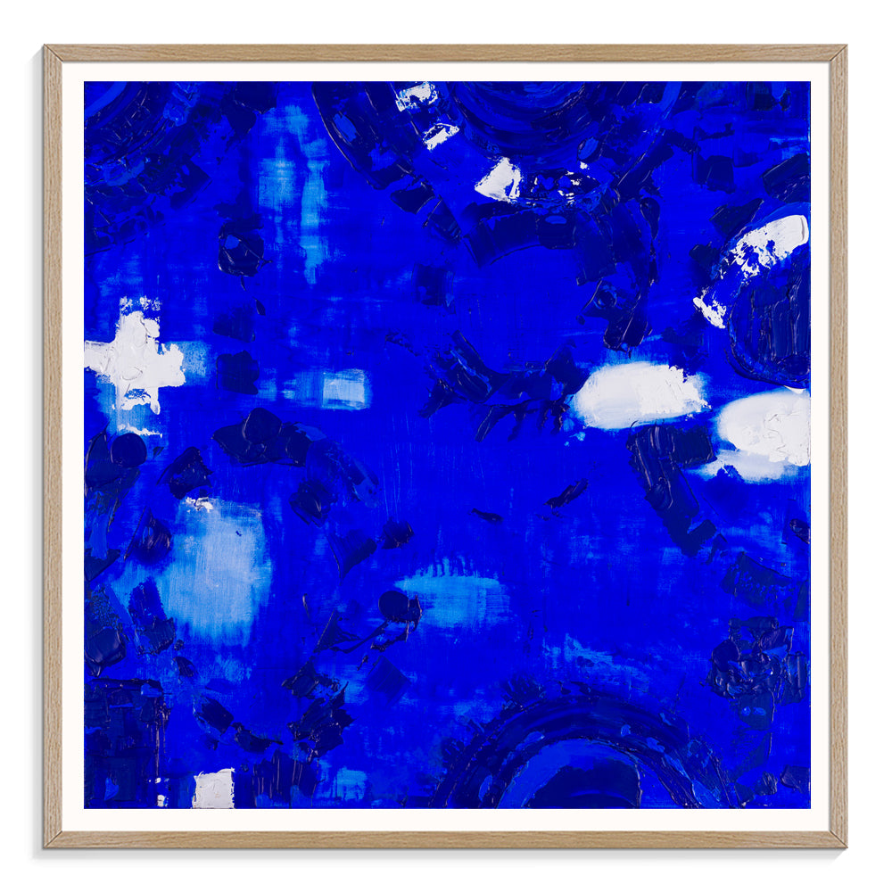 “Peninsula Life” coastal print by Ani Ipradjian – abstract artwork inspired by Victoria’s Mornington Peninsula, featuring ocean blues and soft cliffside textures.