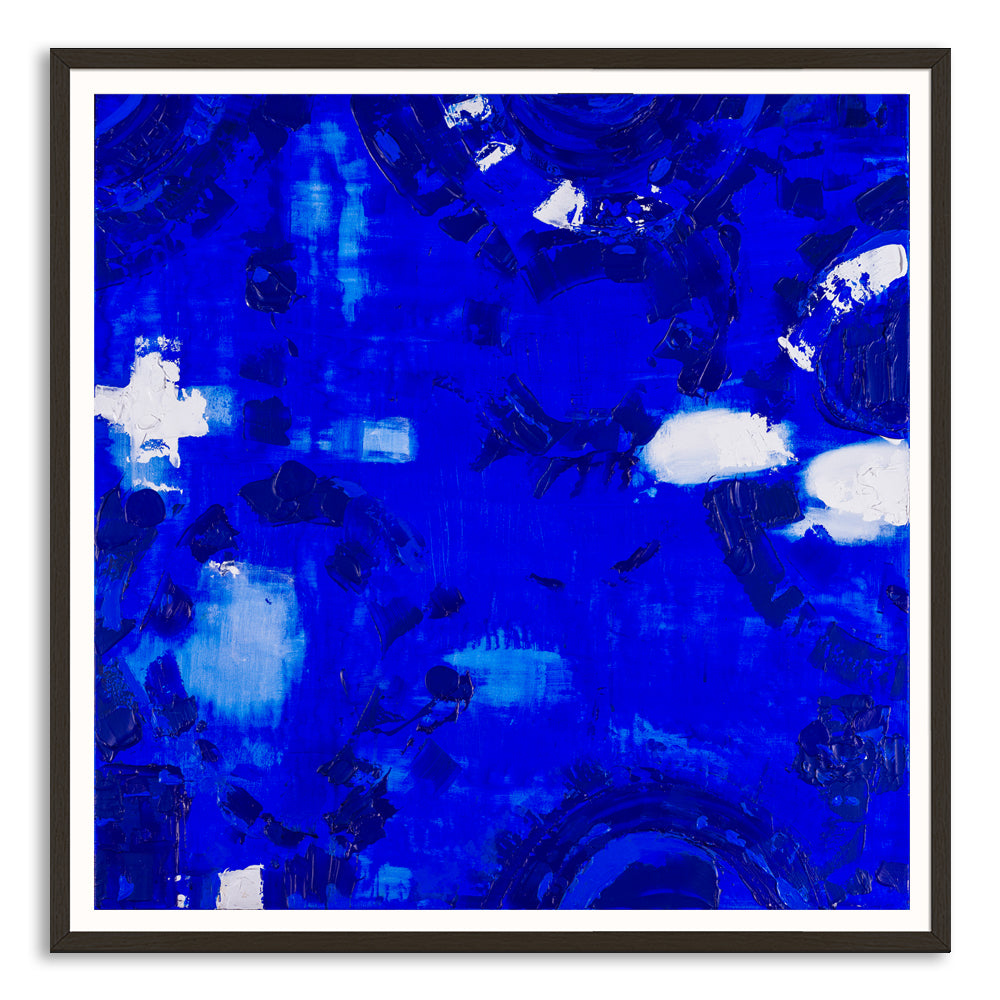 “Peninsula Life” coastal print by Ani Ipradjian – abstract artwork inspired by Victoria’s Mornington Peninsula, featuring ocean blues and soft cliffside textures.